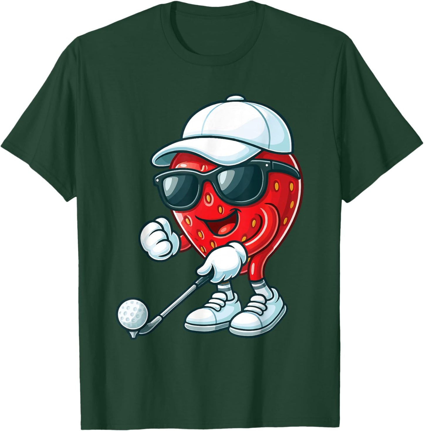 Strawberry Golfing Golfer T-Shirt - T-Shirt | Forest
