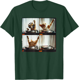 DJ Animal On Decks DJ Turntable Photo Booth Funny EDM Cat Women Kids T-Shirt - T-Shirt | Forest