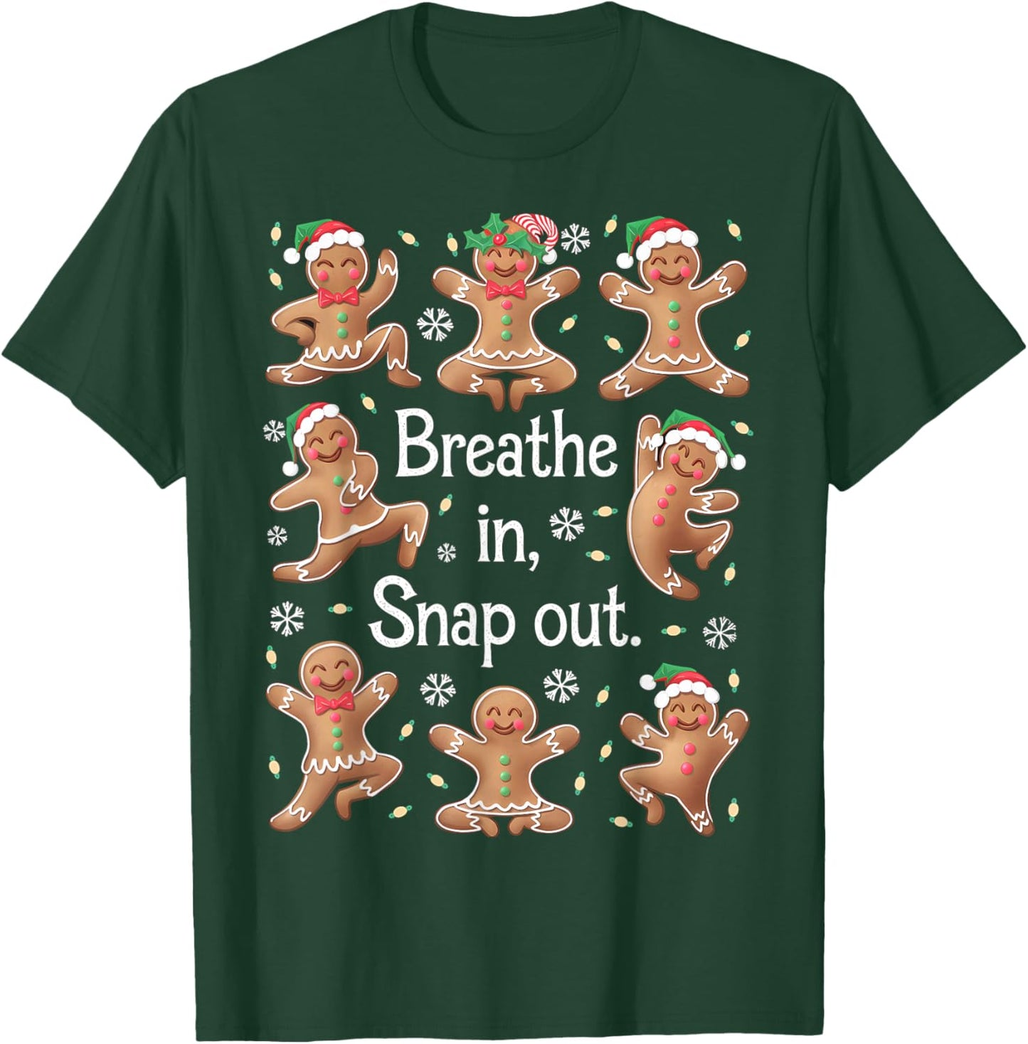 Funny Gingerbread Yoga Pose Christmas T-Shirt - T-Shirt | Forest
