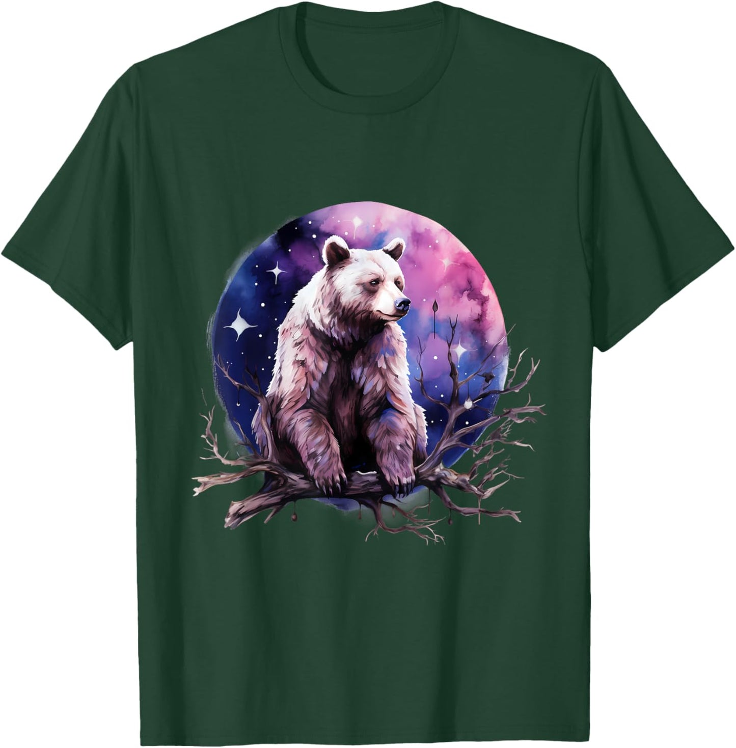 Bear Animal Art Motif Artwork Moon Forest Nature Wildlife T-Shirt - T-Shirt | Forest