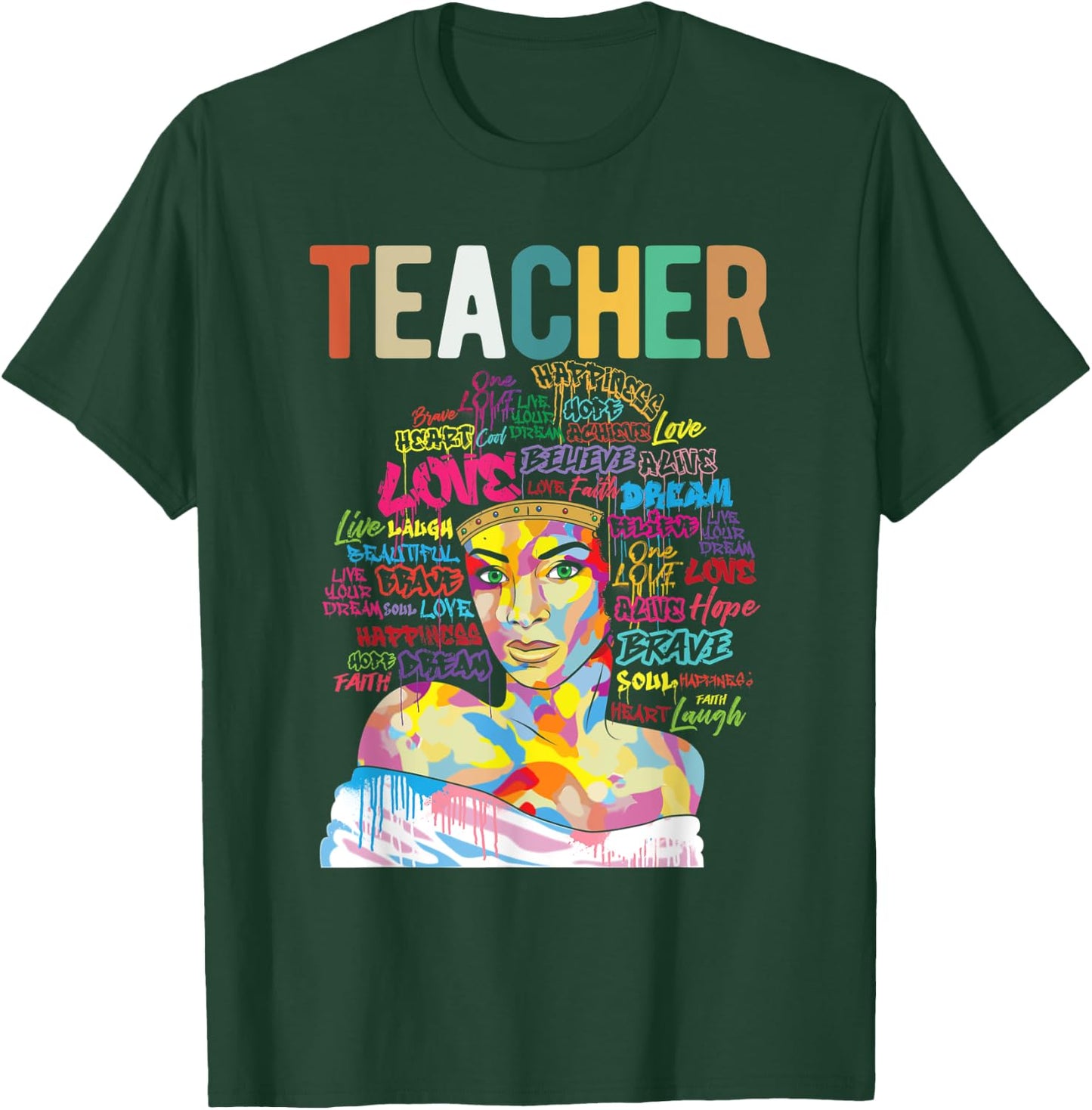 Natural Hair Afro for African American Teachers Gift T-Shirt - T-Shirt | Forest
