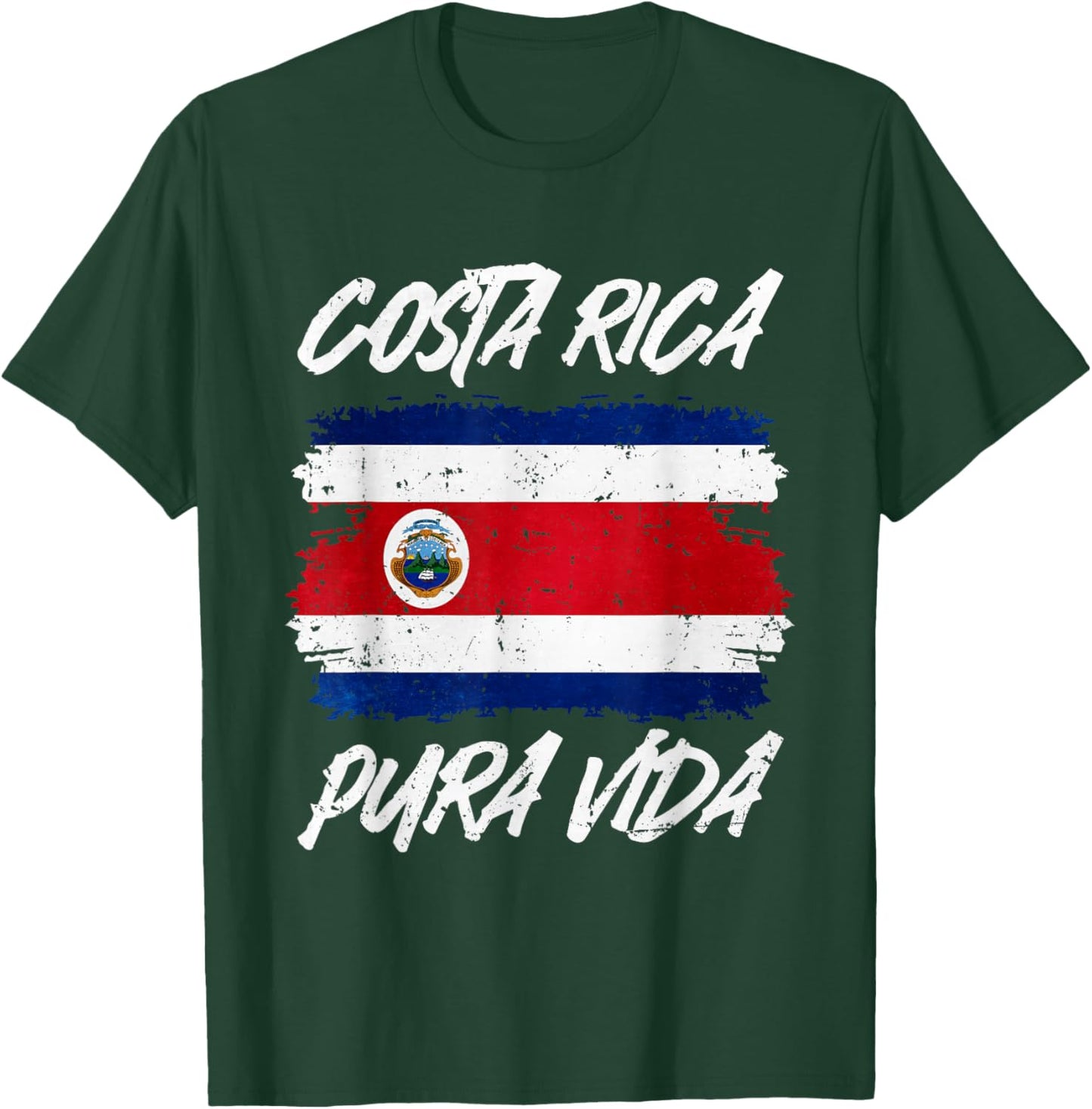 Pura Vida National Flag Of Costa Rica Cool Central America T-Shirt - T-Shirt | Forest