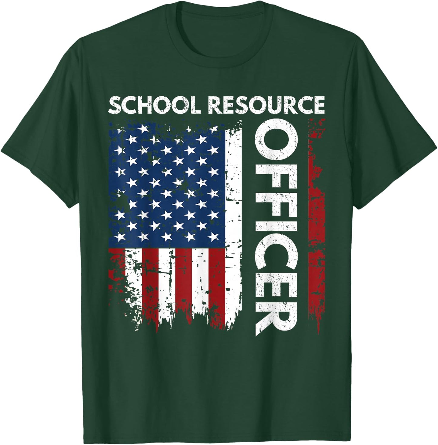 Funny School Resource Officer Gift SRO USA Flag Men T-Shirt - T-Shirt | Forest