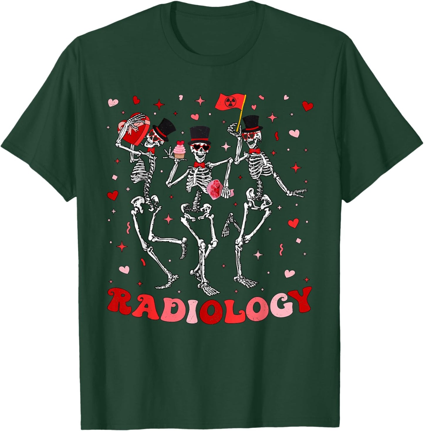 Dancing Skeleton Radiology Valentines RAD Tech X-ray Tech T-Shirt - T-Shirt | Forest