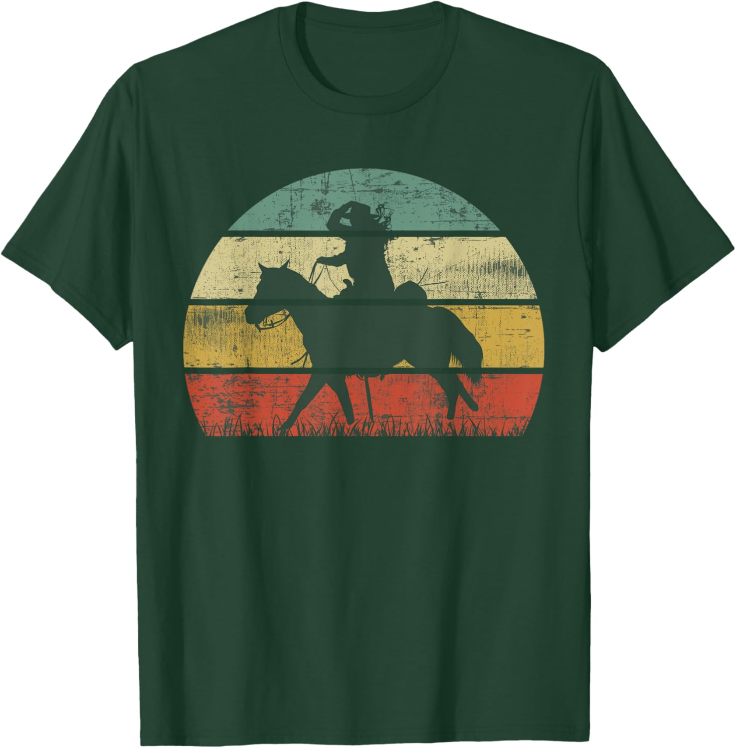 Retro Girl Horse Riding Vintage Cowgirl Texas Ranch T-Shirt - T-Shirt | Forest