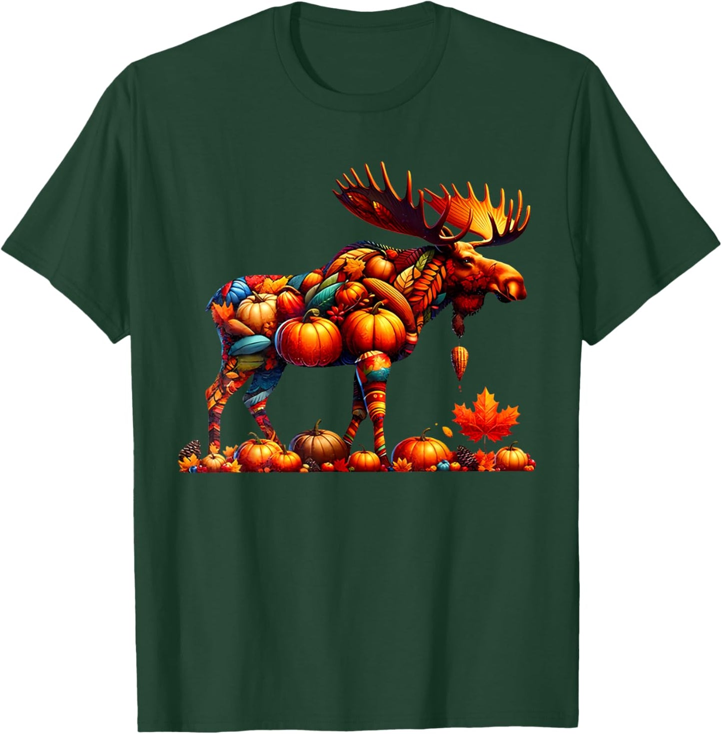 Moose Pumpkin Fall Thanksgiving Autumn Season Graphics T-Shirt - T-Shirt | Forest