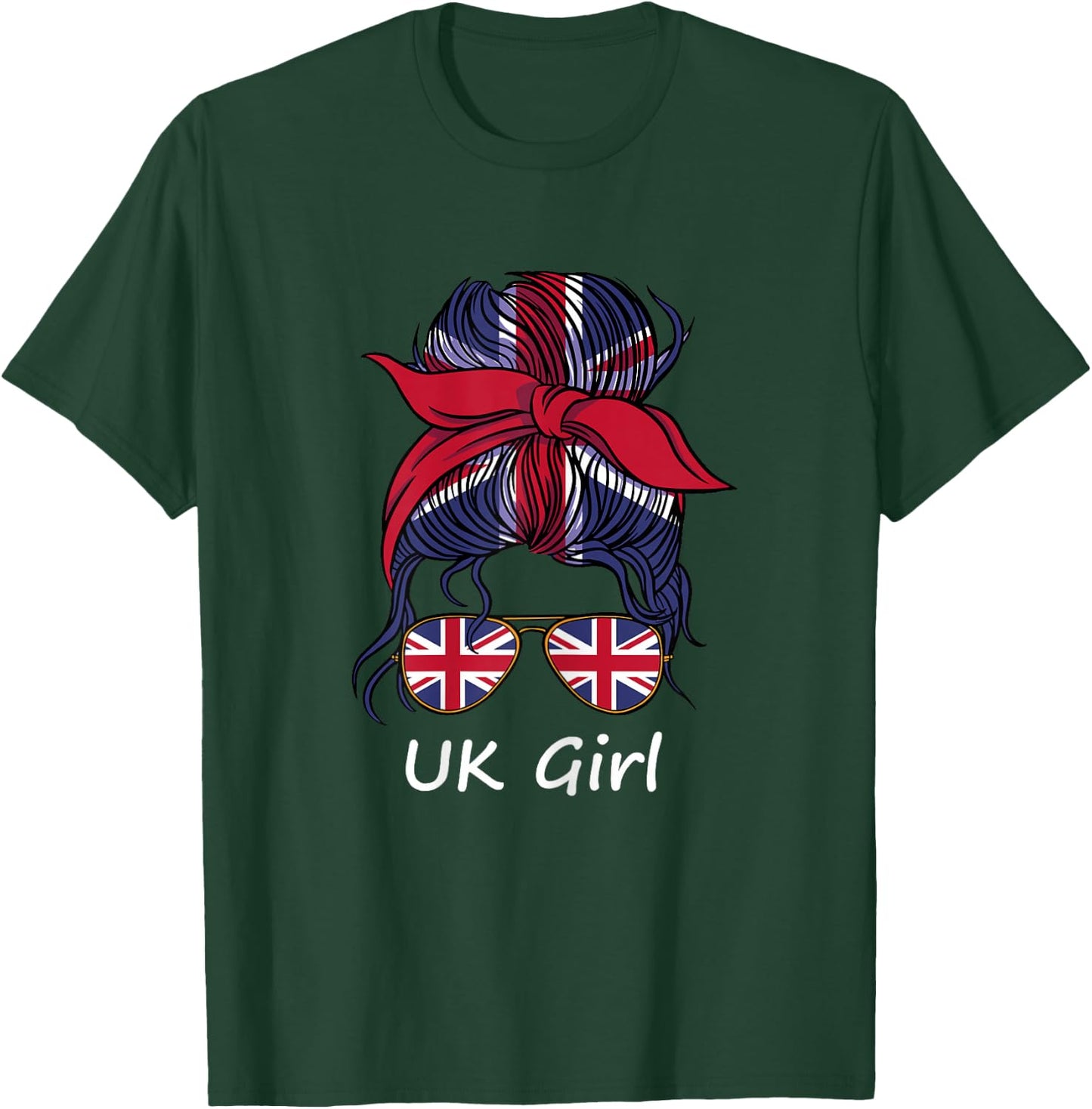 UK Girl United Kingdom Pride England Union Jack Flag T-Shirt - T-Shirt | Forest