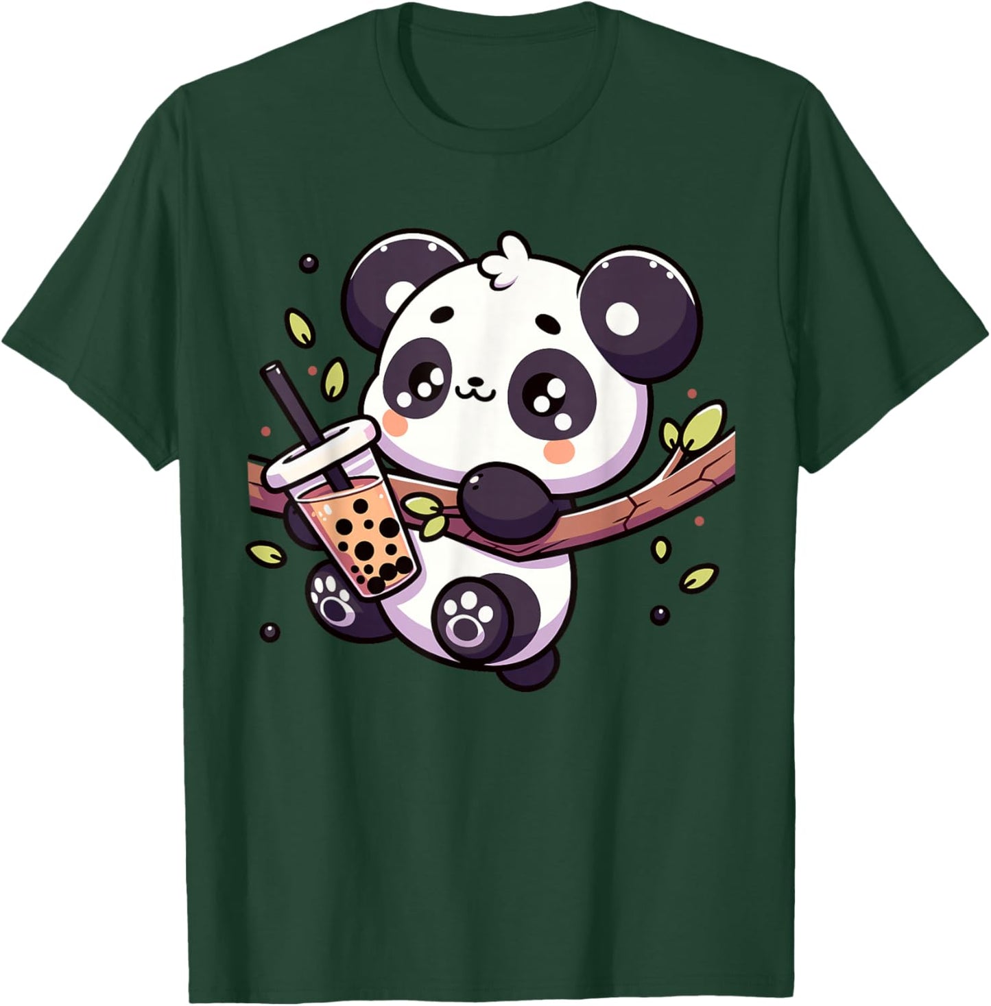 Kawaii Panda Drink Bubble Tea Anime Boba Tapioca T-Shirt - T-Shirt | Forest