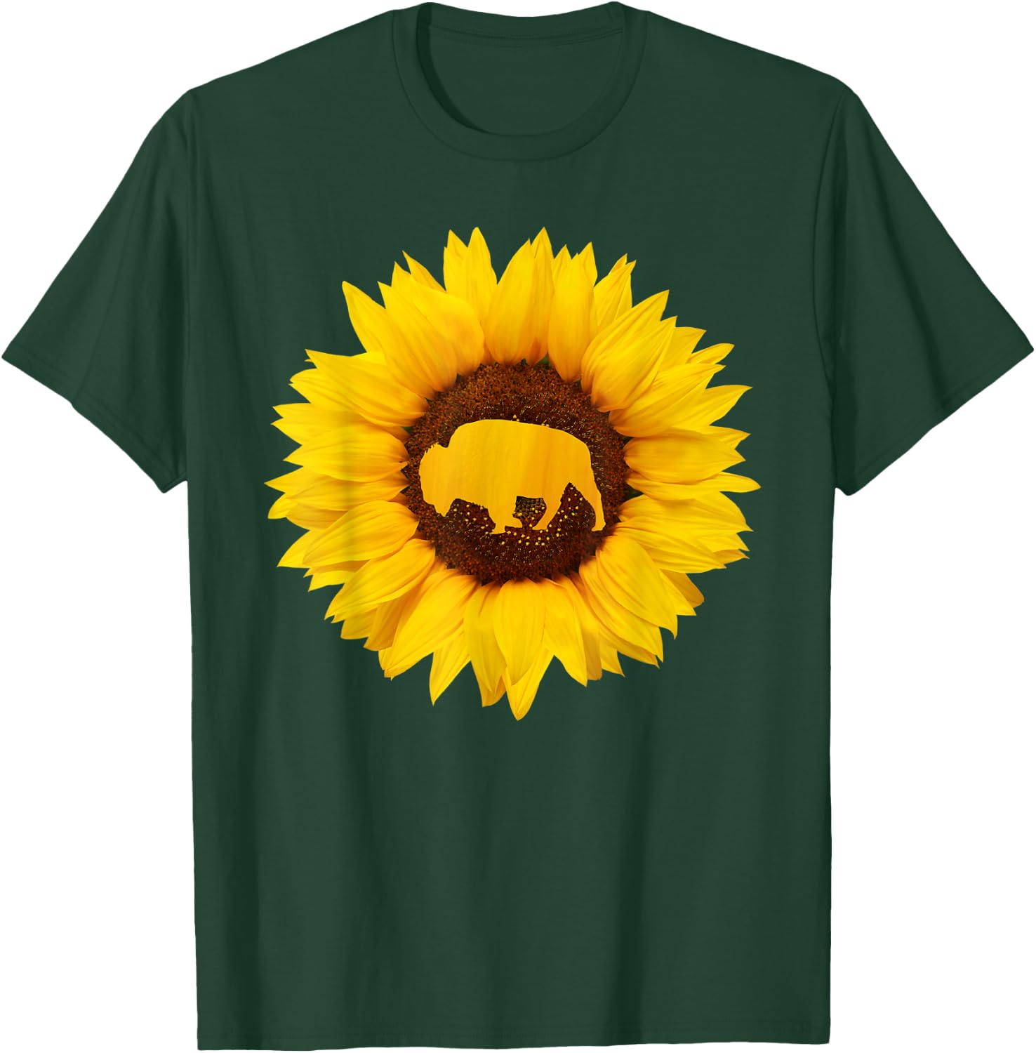 Buffalo Gift Men Tamaraw Bison Sunflower Lover T-Shirt - T-Shirt | Forest
