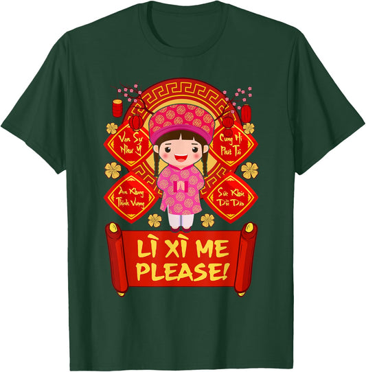 Li Xi Me Please! Girl 2022 Kid Vietnamese Lunar New Year T-Shirt - T-Shirt | Forest