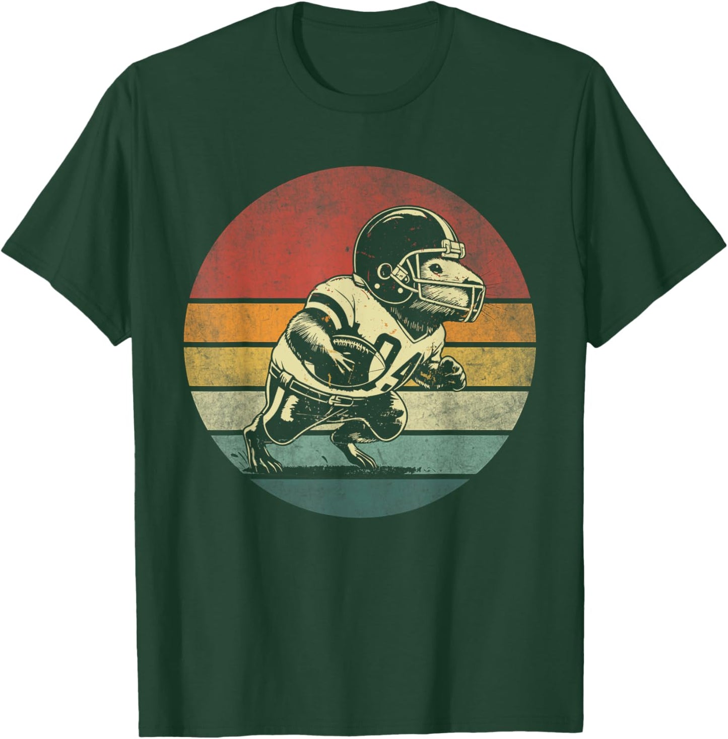 Retro Capybara Playing Football Vintage Capybara Football T-Shirt - T-Shirt | Forest