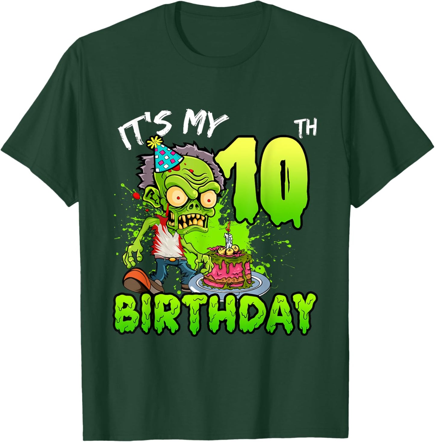 It's My 10th Birthday Zombie Lover 10 Year Old Boys Girls T-Shirt - T-Shirt | Forest