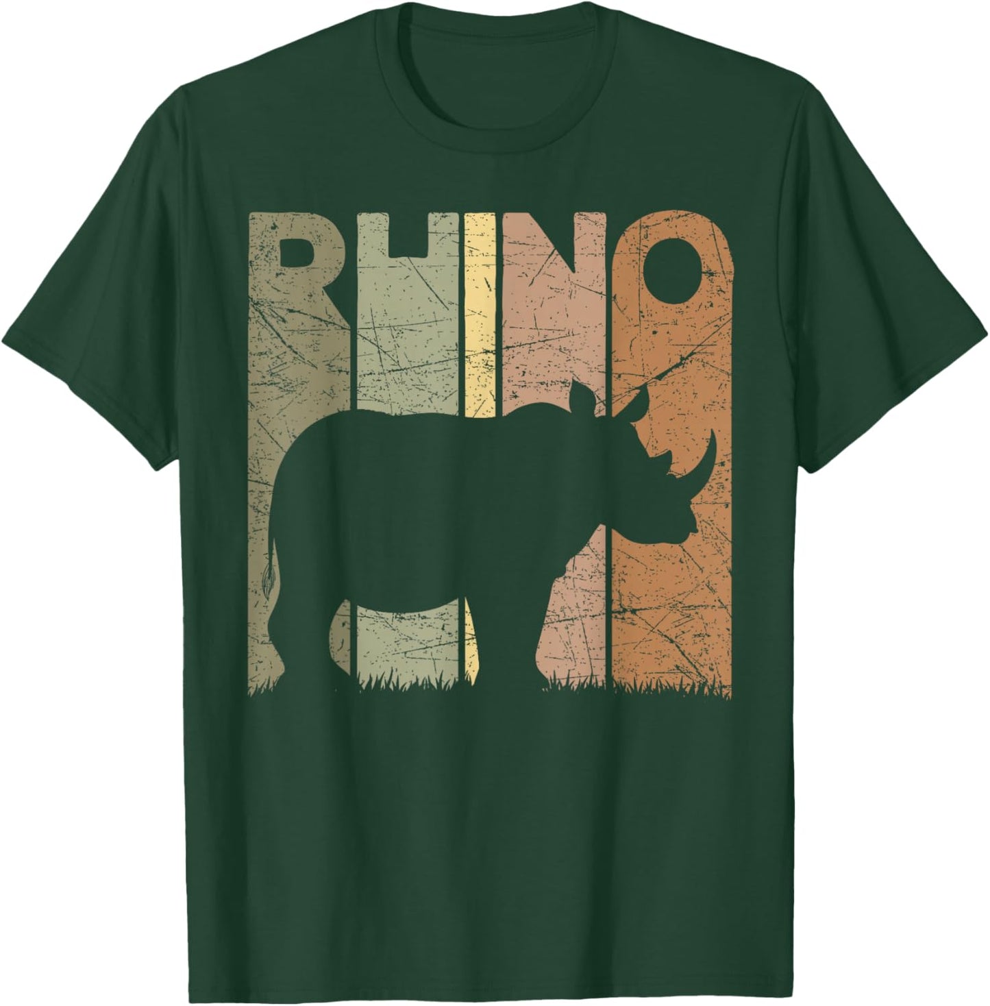 Rhino Vintage Rhinoceros Zookeeper Retro Safari T-Shirt - T-Shirt | Forest