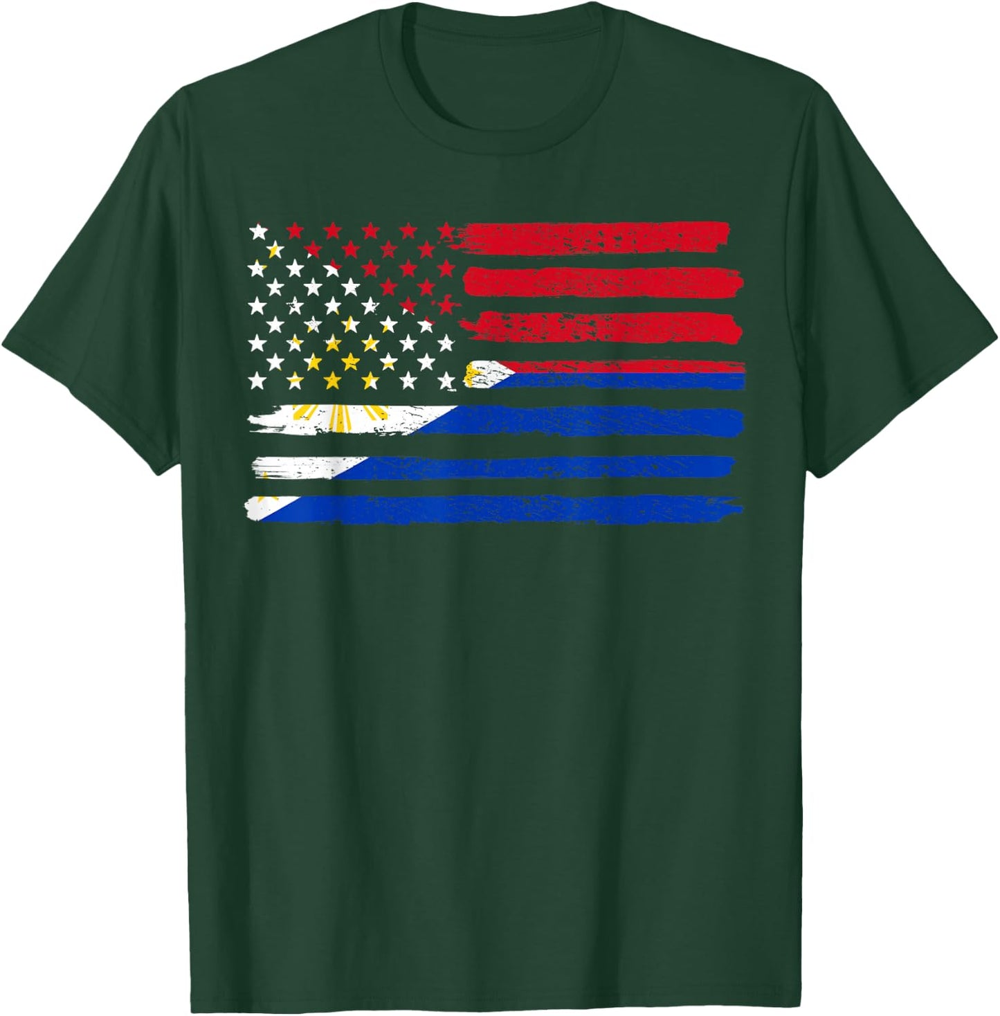 Philippines USA Flag Vintage T-Shirt - T-Shirt | Forest