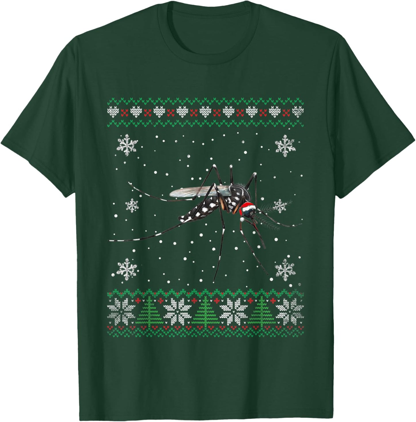 Santa Mosquito Ugly Sweater Animals Christmas Pajama T-Shirt - T-Shirt | Forest