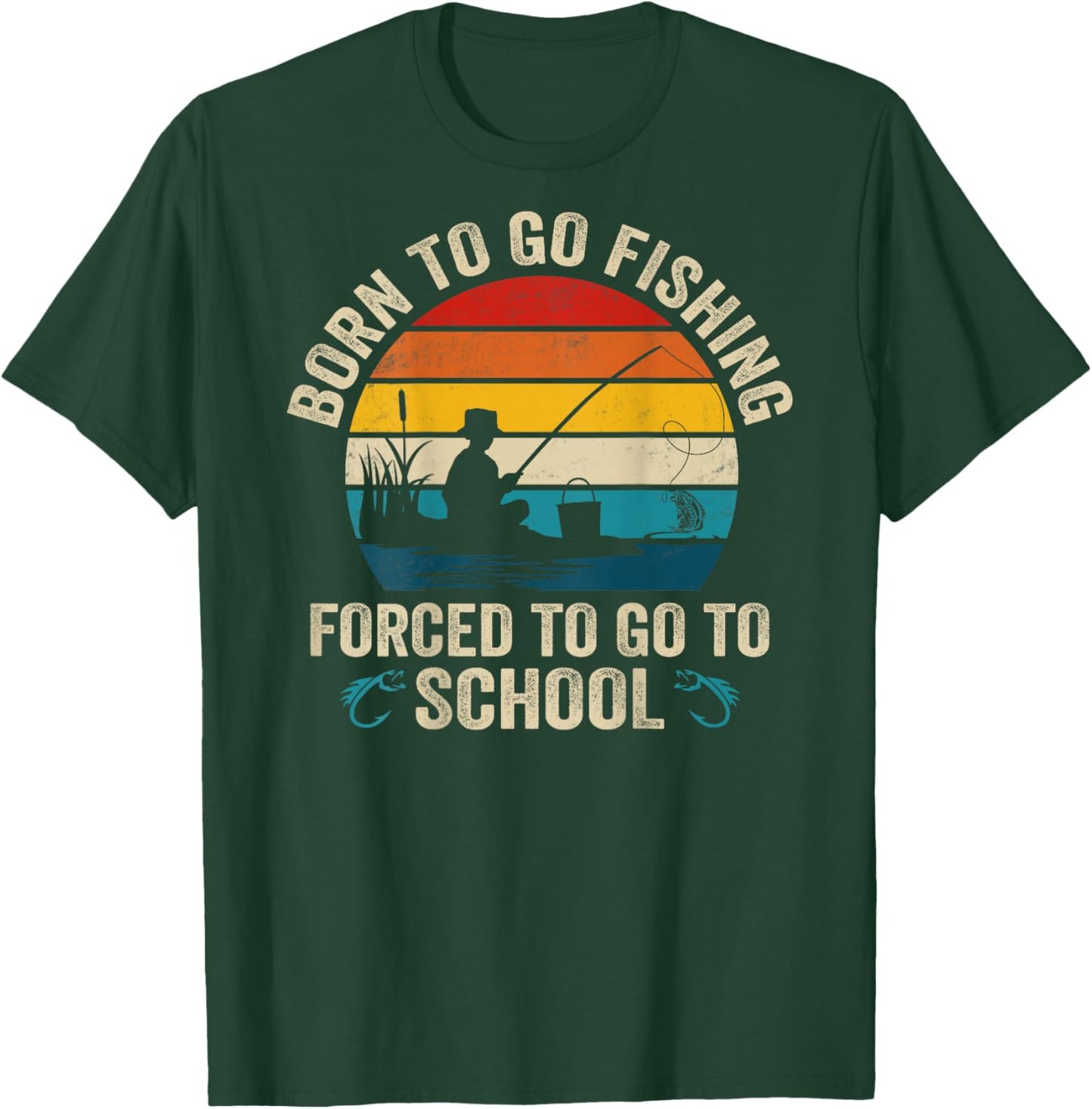 Funny Born To Go Fishing Bass Fish Fisherman Boys T-Shirt - T-Shirt | Forest