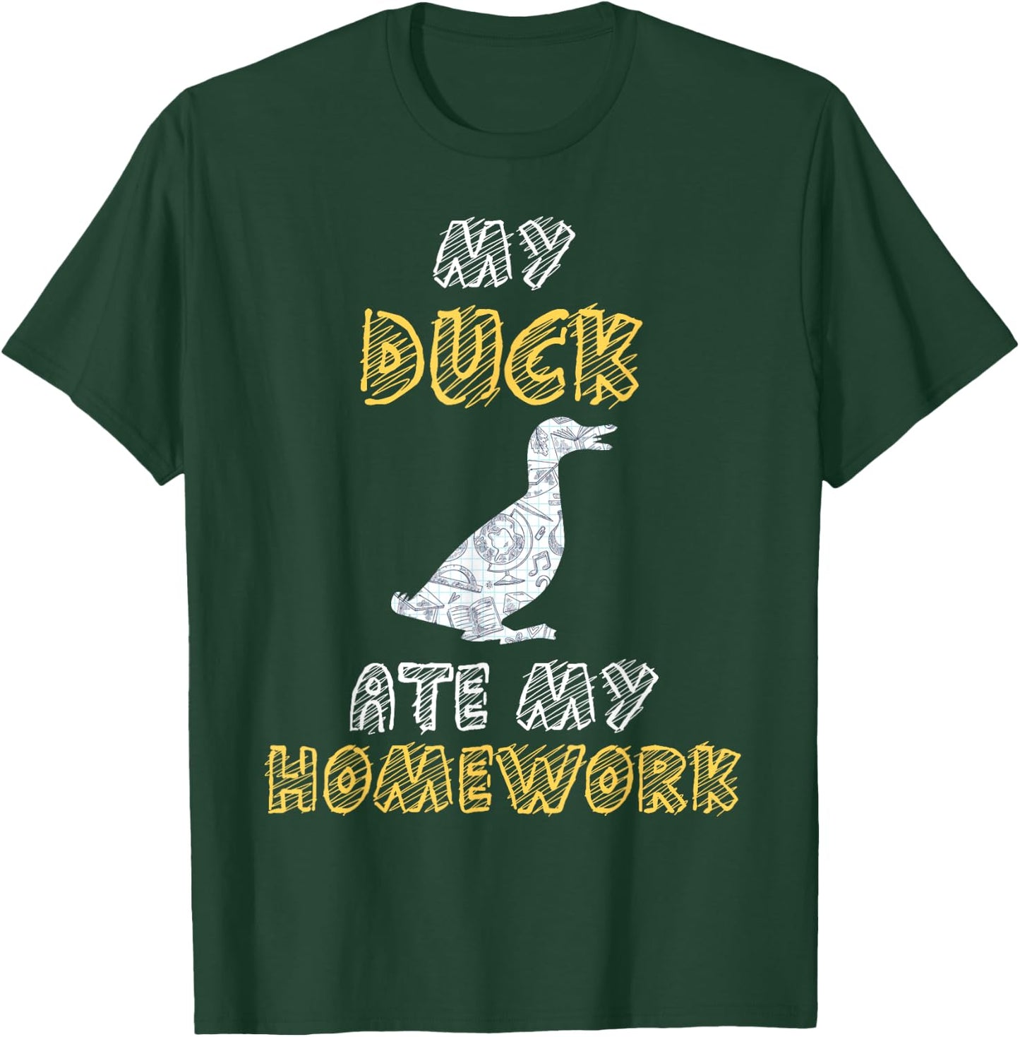 My Duck Ate My Homework Mallard Dipper Kid Back To School T-Shirt - T-Shirt | Forest