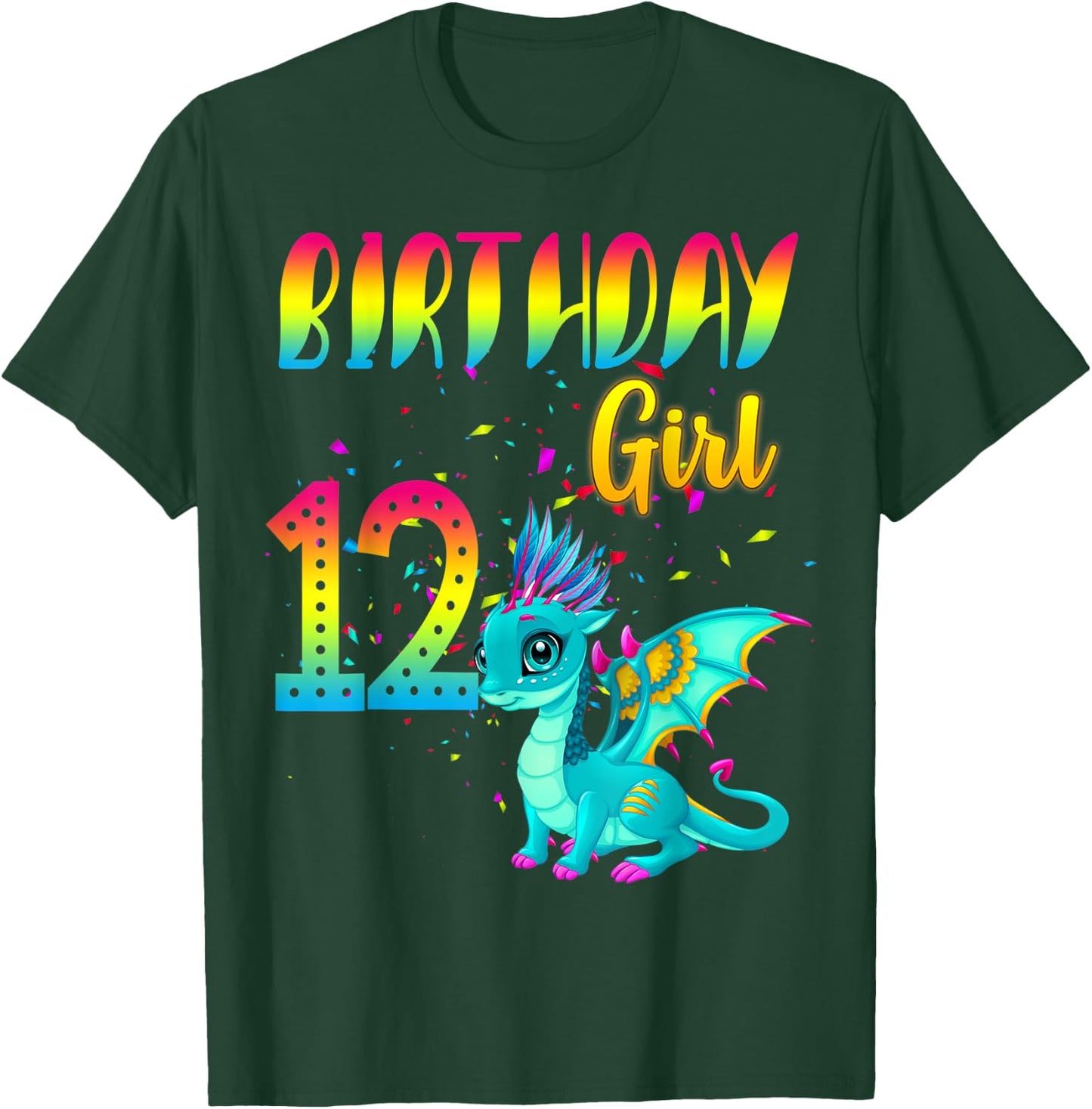 Birthday Girl Dragon 12 Theme Party Outfit T-Shirt - T-Shirt | Forest