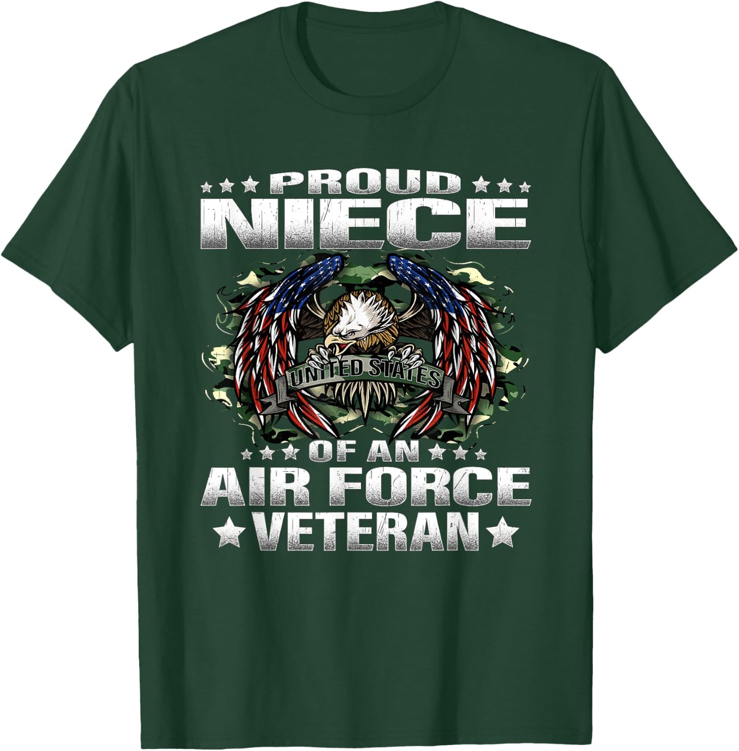 Proud Niece Of An Air Force Veteran Military Vet's Family T-Shirt - T-Shirt | Forest