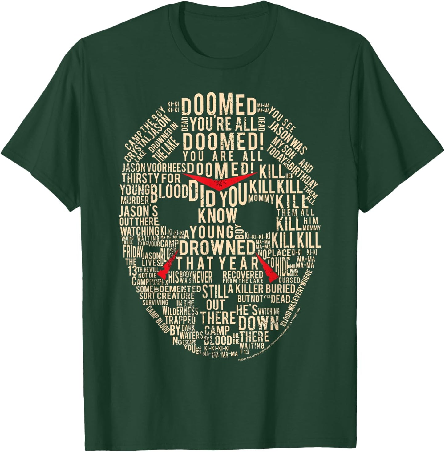 Friday The 13th Jason Mask Text Fill T-Shirt - T-Shirt | Forest