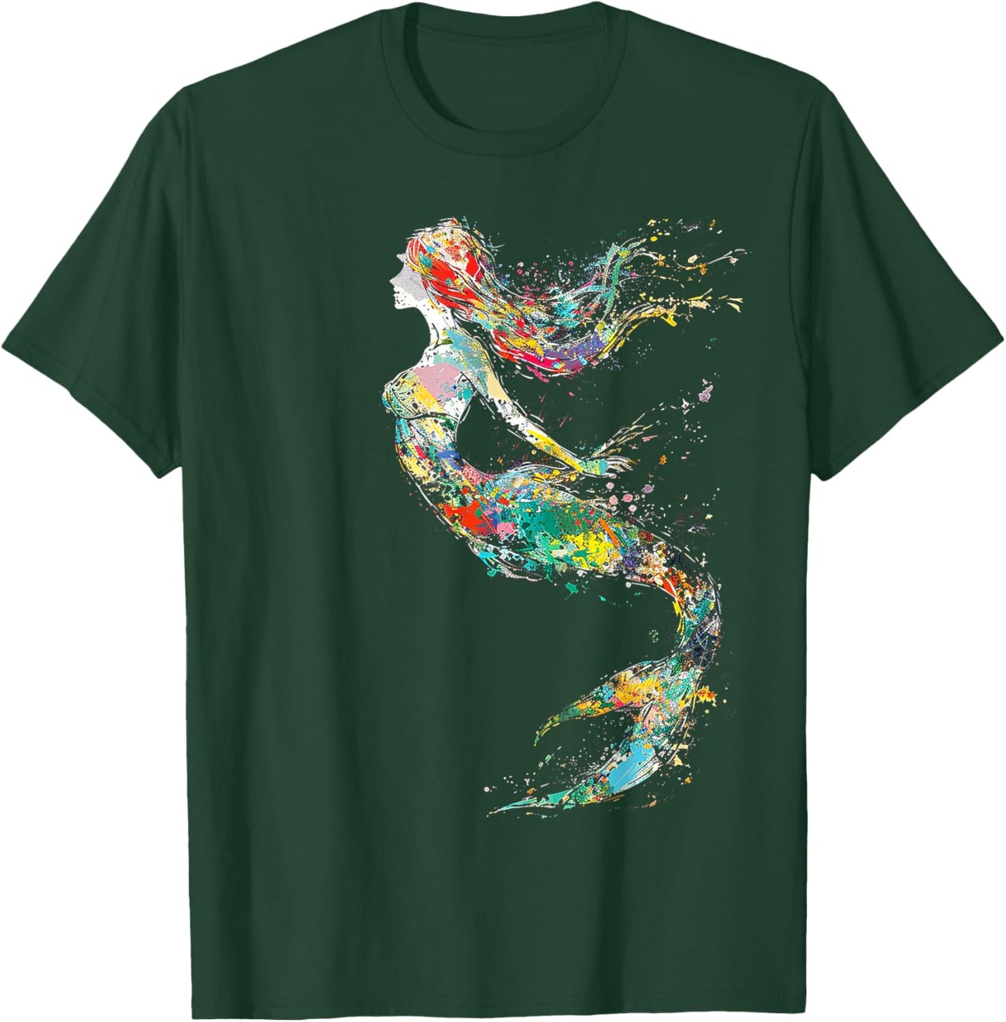 Mermaid Colorful Painting Art Graphic Abstract Motif Mermaid T-Shirt - T-Shirt | Forest