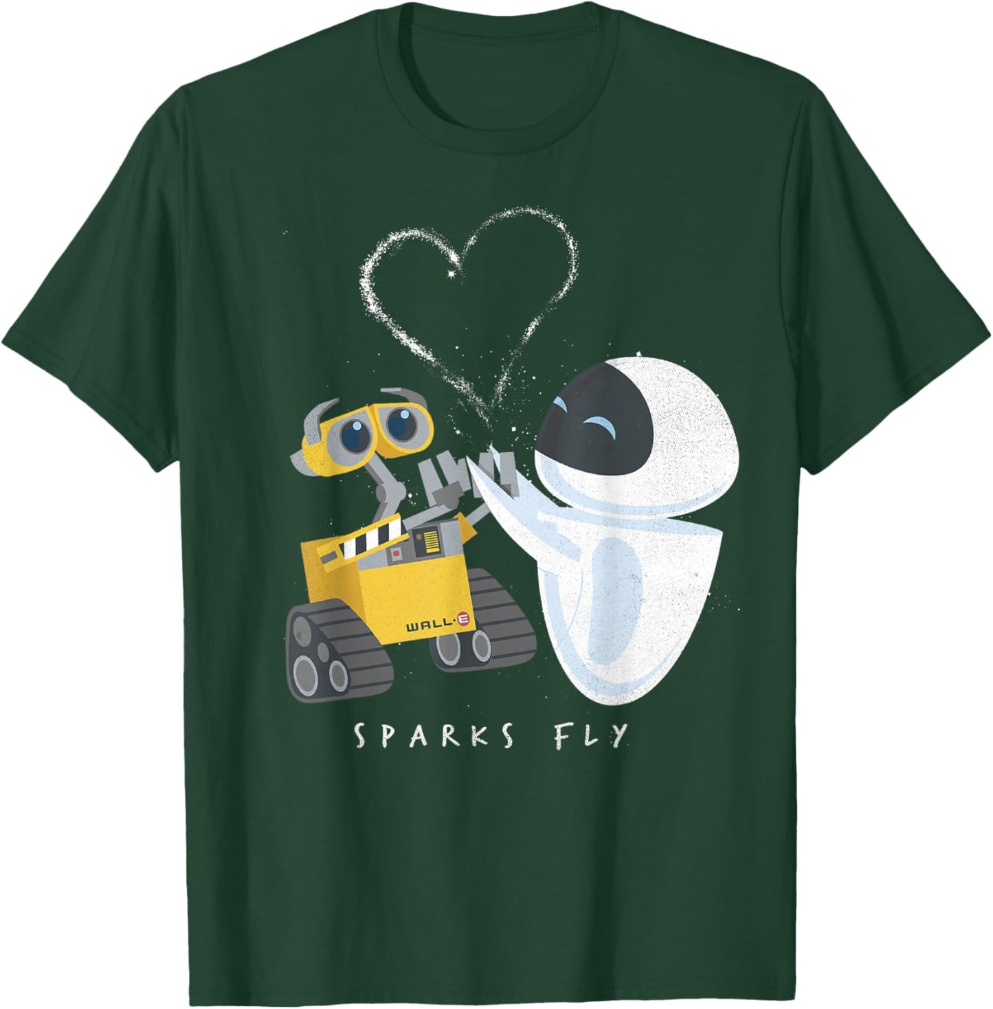 Disney Pixar Wall-E & Eve Sparks Fly Portrait T-Shirt - T-Shirt | Forest