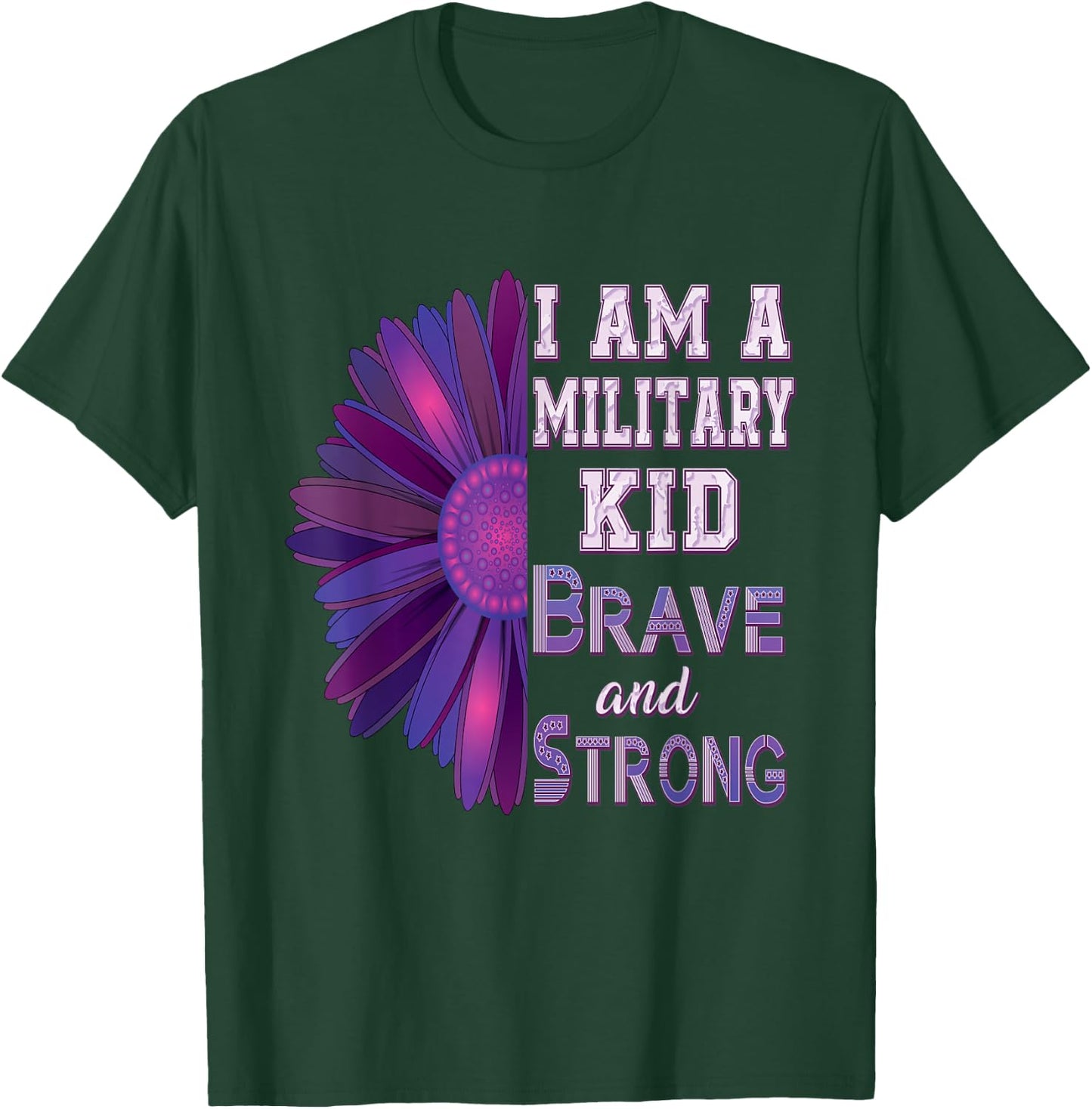 I Am A Military Kid Brave And Strong Purple Up American T-Shirt - T-Shirt | Forest
