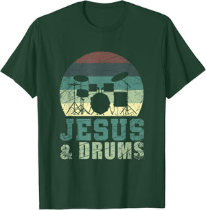 Drummer Christian Religious Drums Player Gift Jesus T-Shirt - T-Shirt | Forest
