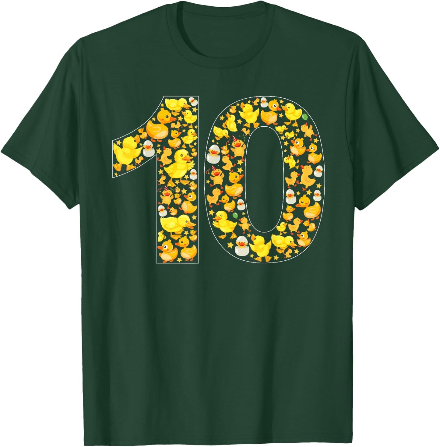 10th Birthday Cute Duck Theme 10 Year Old Boy Girl Birthday T-Shirt - T-Shirt | Forest