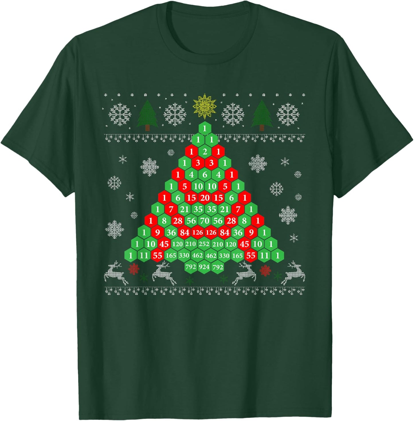 Pascals Triangle Ugly Ugly Christmas Tree T-Shirt - T-Shirt | Forest