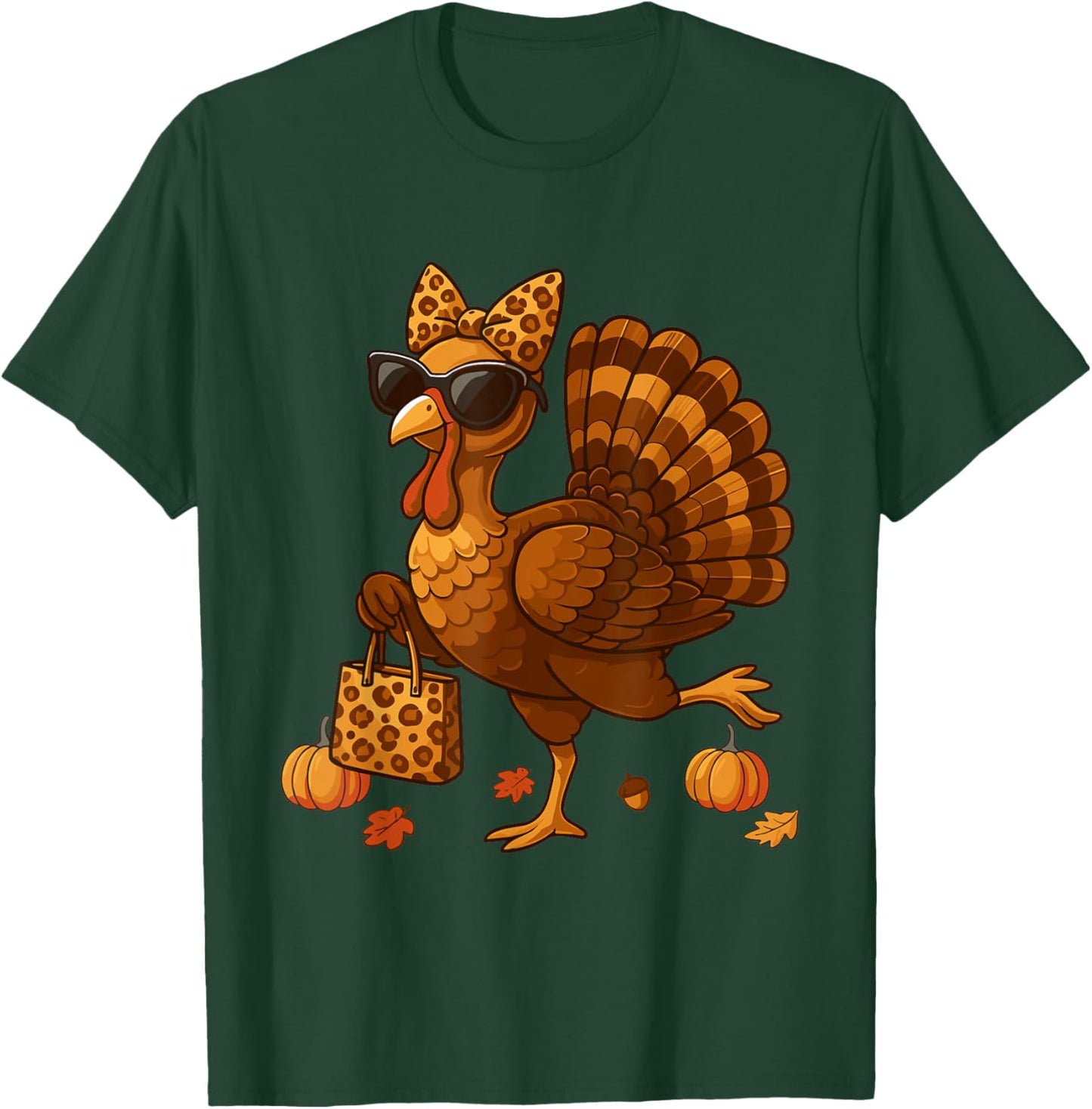 Leopard Turkey with Sunglasses Funny Thanksgiving Women T-Shirt - T-Shirt | Forest