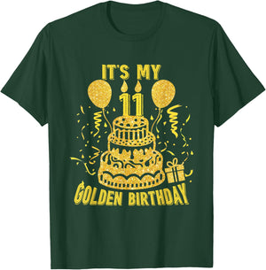 Golden Birthday It's My 11th Birthday T-Shirt - T-Shirt | Forest