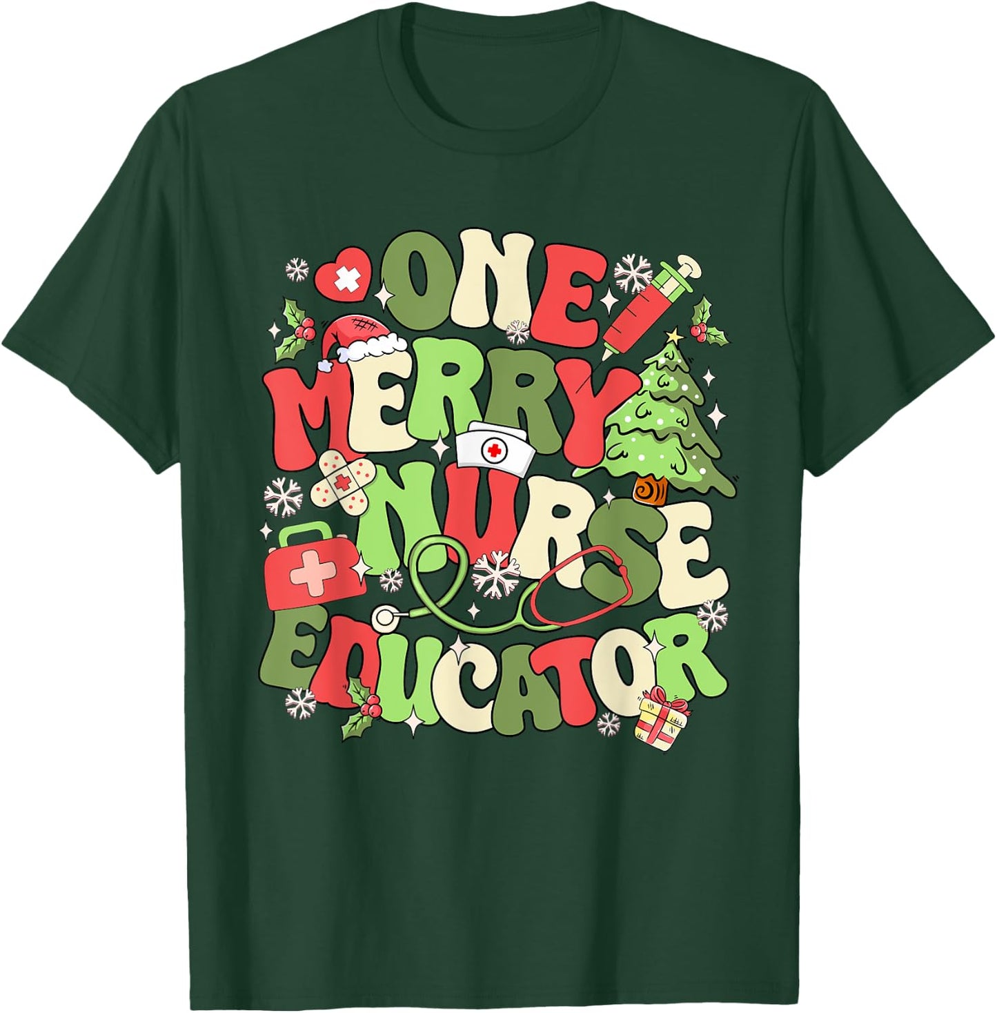 Nurse Educator Christmas Nursing School T-Shirt - T-Shirt | Forest