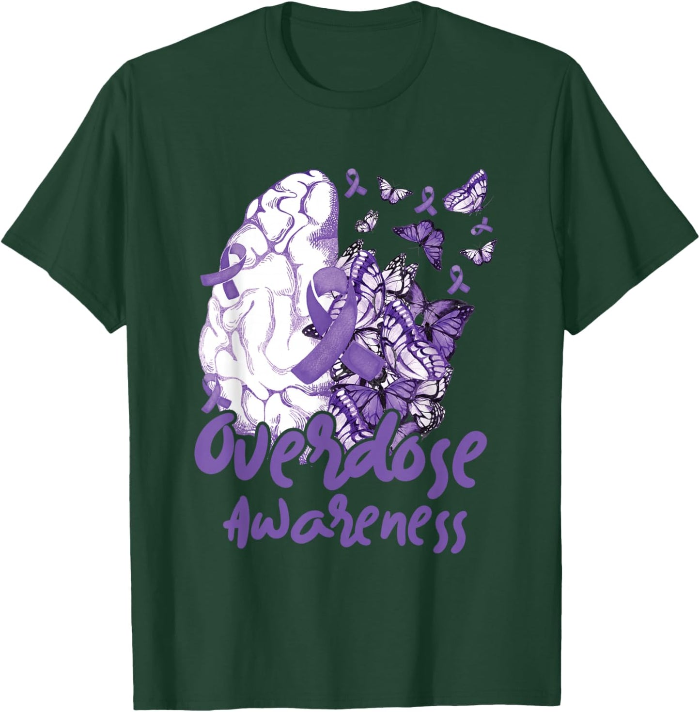 Overdose Awareness Purple Ribbon Drug Addiction T-Shirt - T-Shirt | Forest