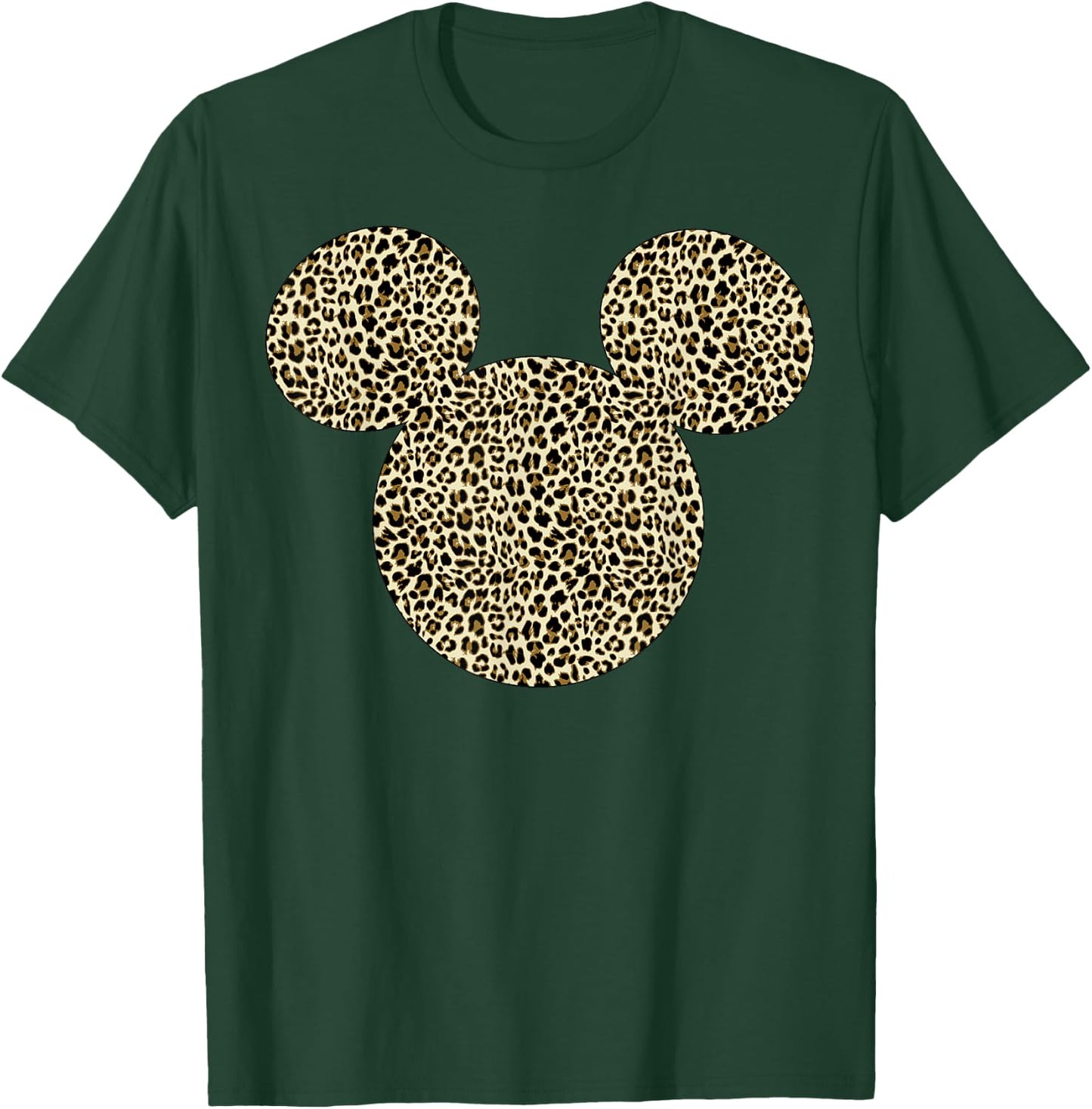 Disney Mickey Mouse Cheetah Print Silhouette Fill Short Sleeve T-Shirt - T-Shirt | Forest