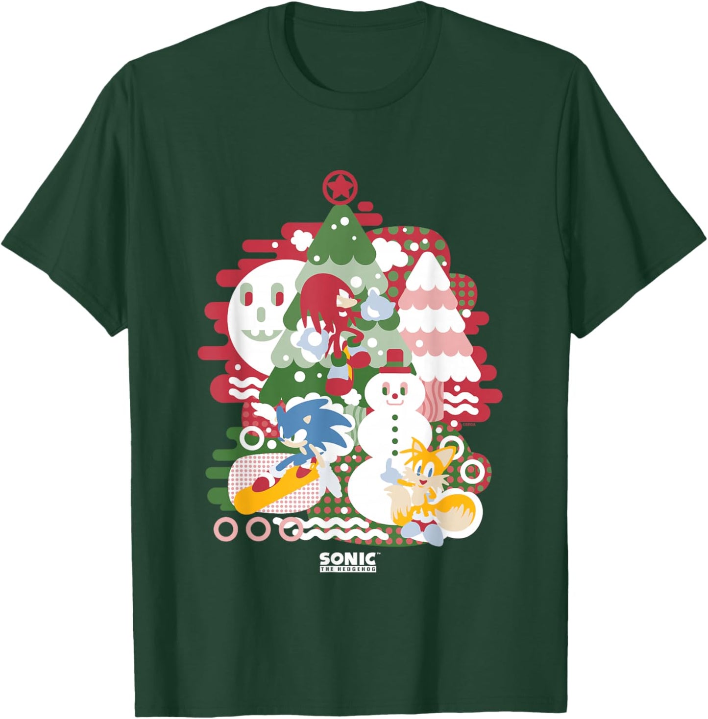 Sonic The Hedgehog Christmas Sonic & Friends Enjoying Winter T-Shirt - T-Shirt | Forest