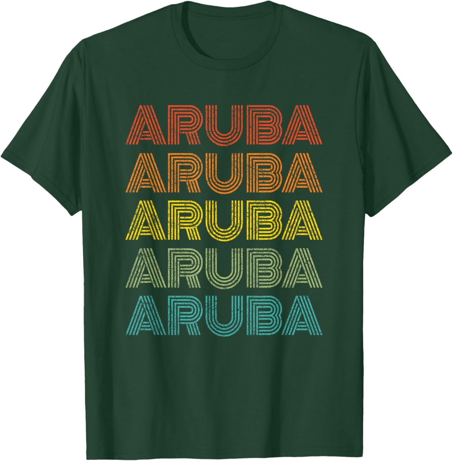 Vintage Aruba Cruise Vacation Souvenir Boys Girls Retro Text T-Shirt - T-Shirt | Forest