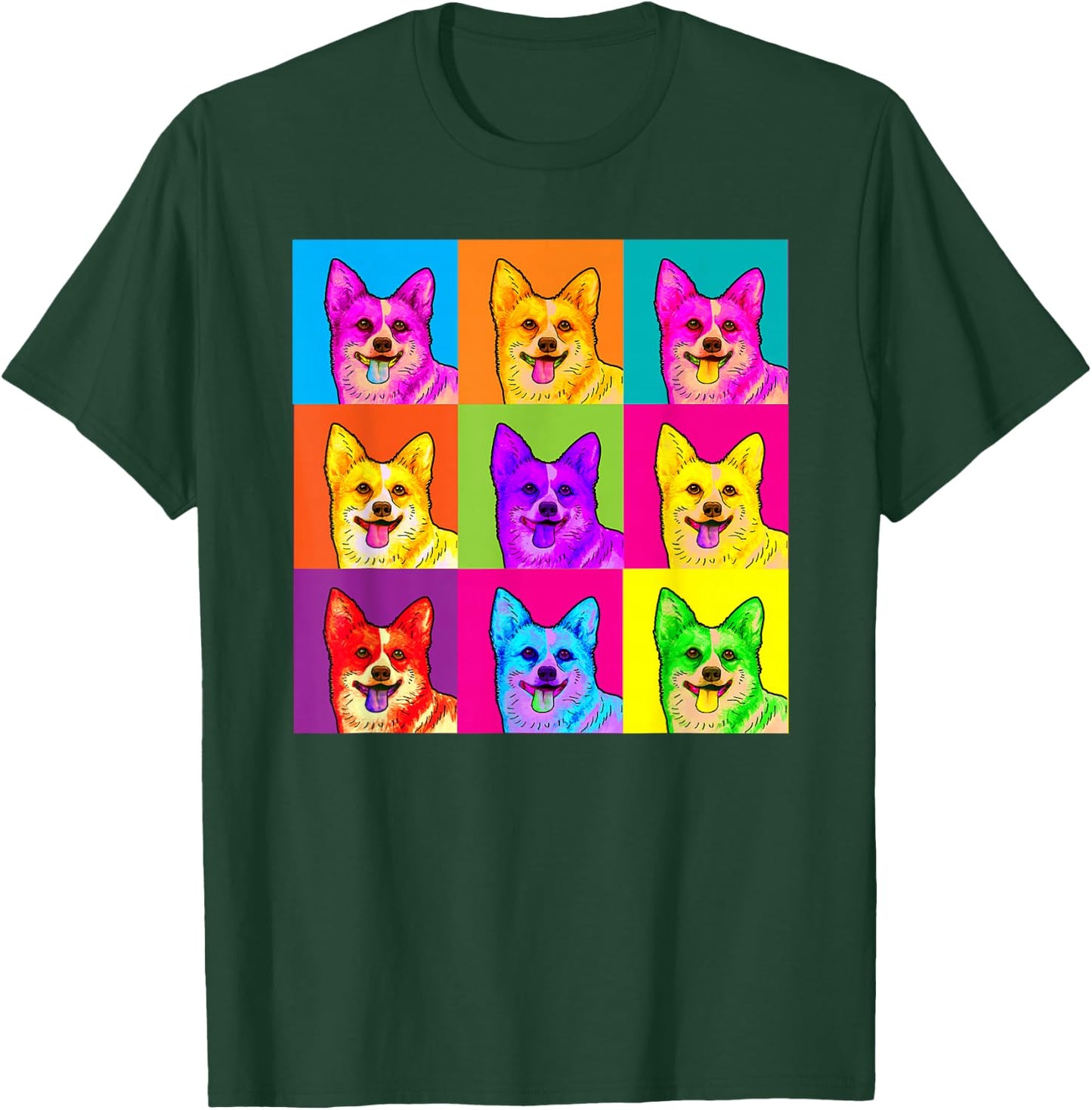 Pop Art Corgi Dog Colorful Artistic Artist Gifts Men Women Kids T-Shirt - T-Shirt | Forest