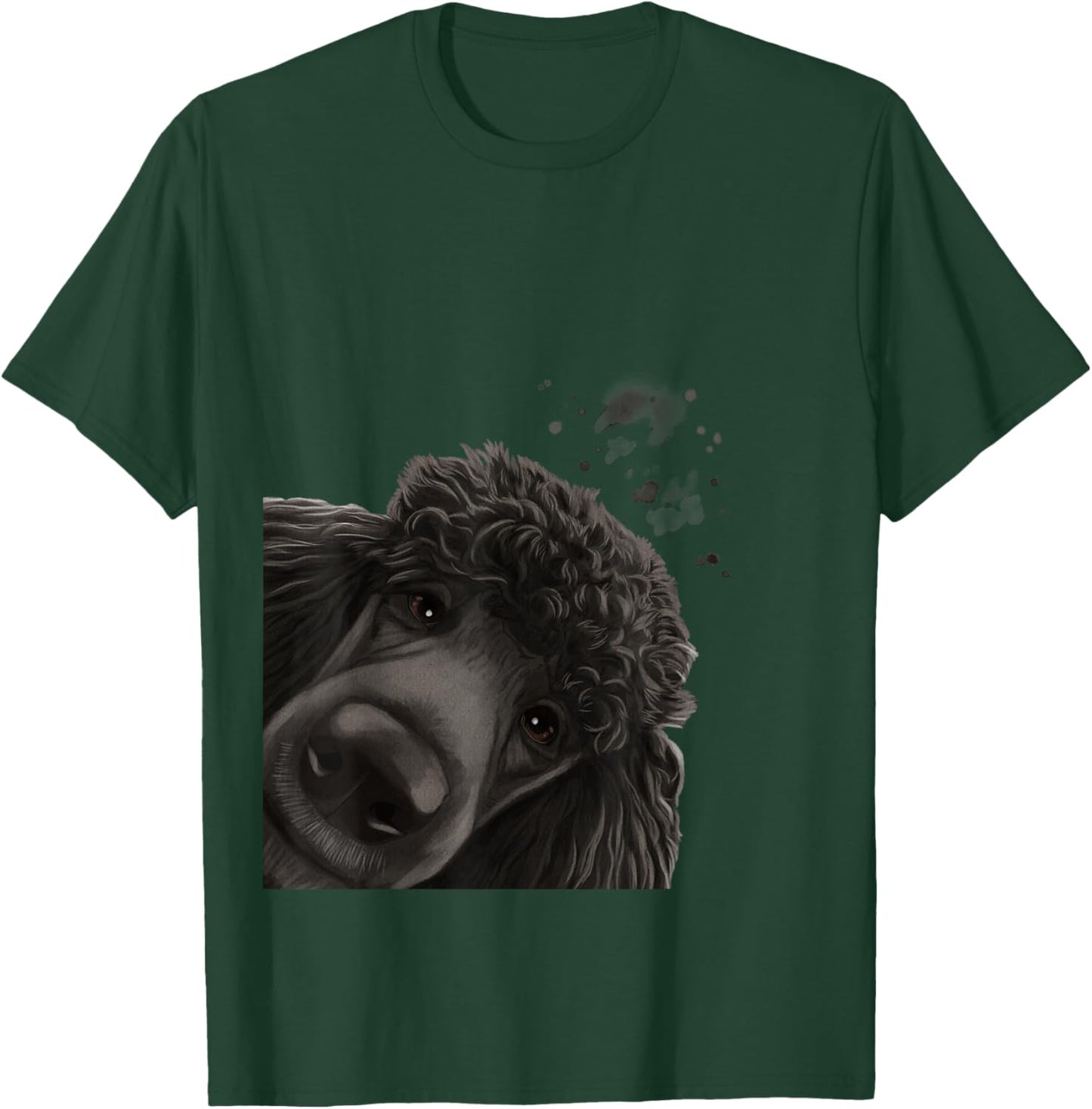 Funny Curious Dog Black Standard Poodle T-Shirt - T-Shirt | Forest