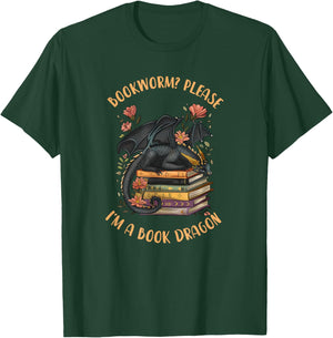 Bookworm? Please I'm A Book Dragon Funny Reading Book Lover T-Shirt - T-Shirt | Forest
