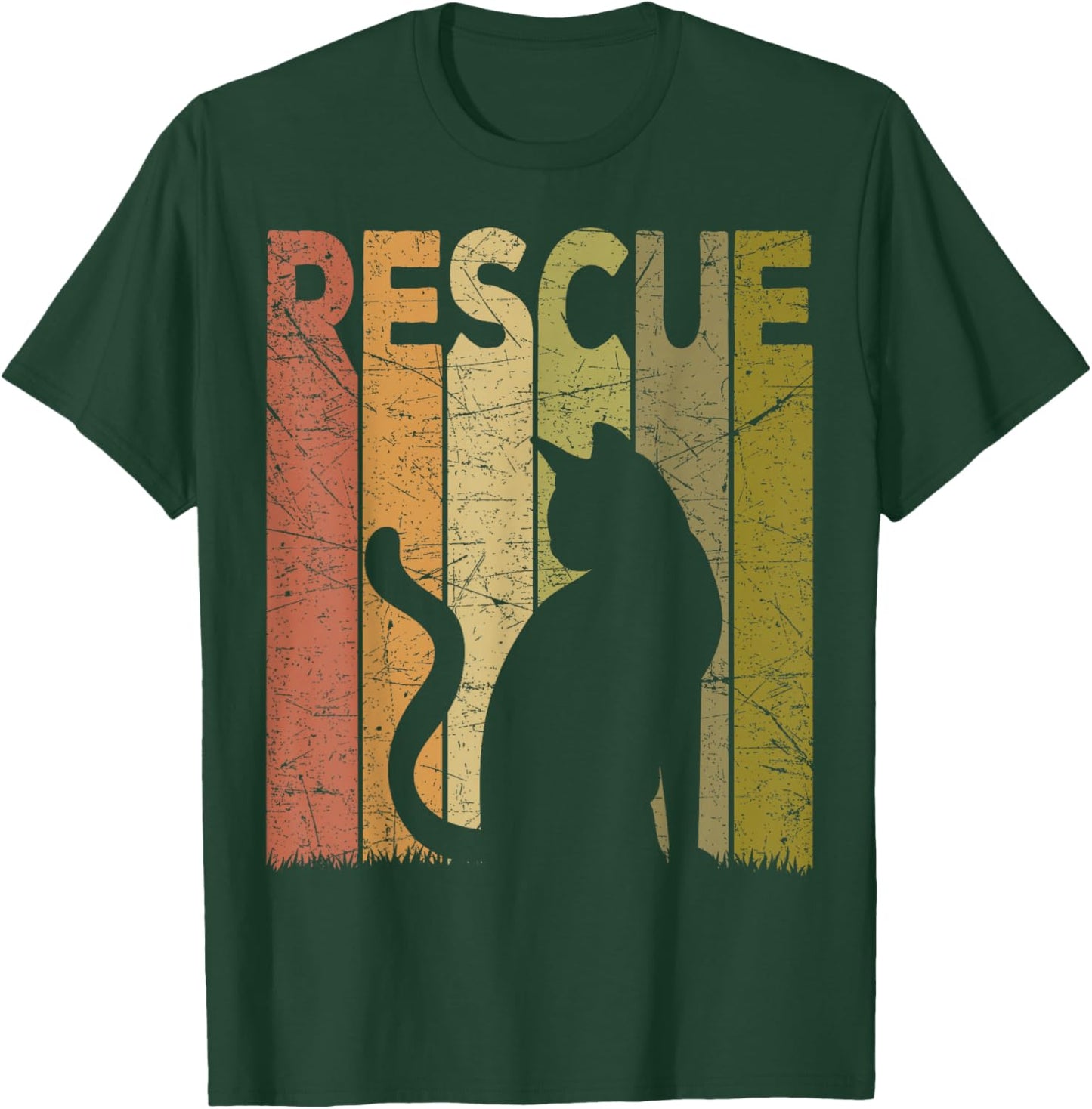 Cat Rescue Vintage Cat Rescuer Retro Cat Rescue Women Girls Kids T-Shirt - T-Shirt | Forest