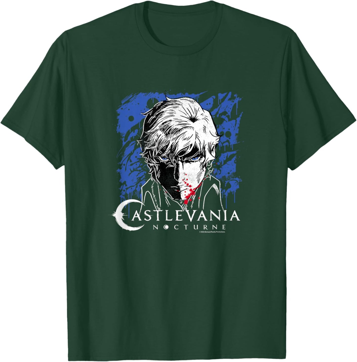 Castlevania: Nocturne Blood Covered Richter Face Portrait T-Shirt - T-Shirt | Forest