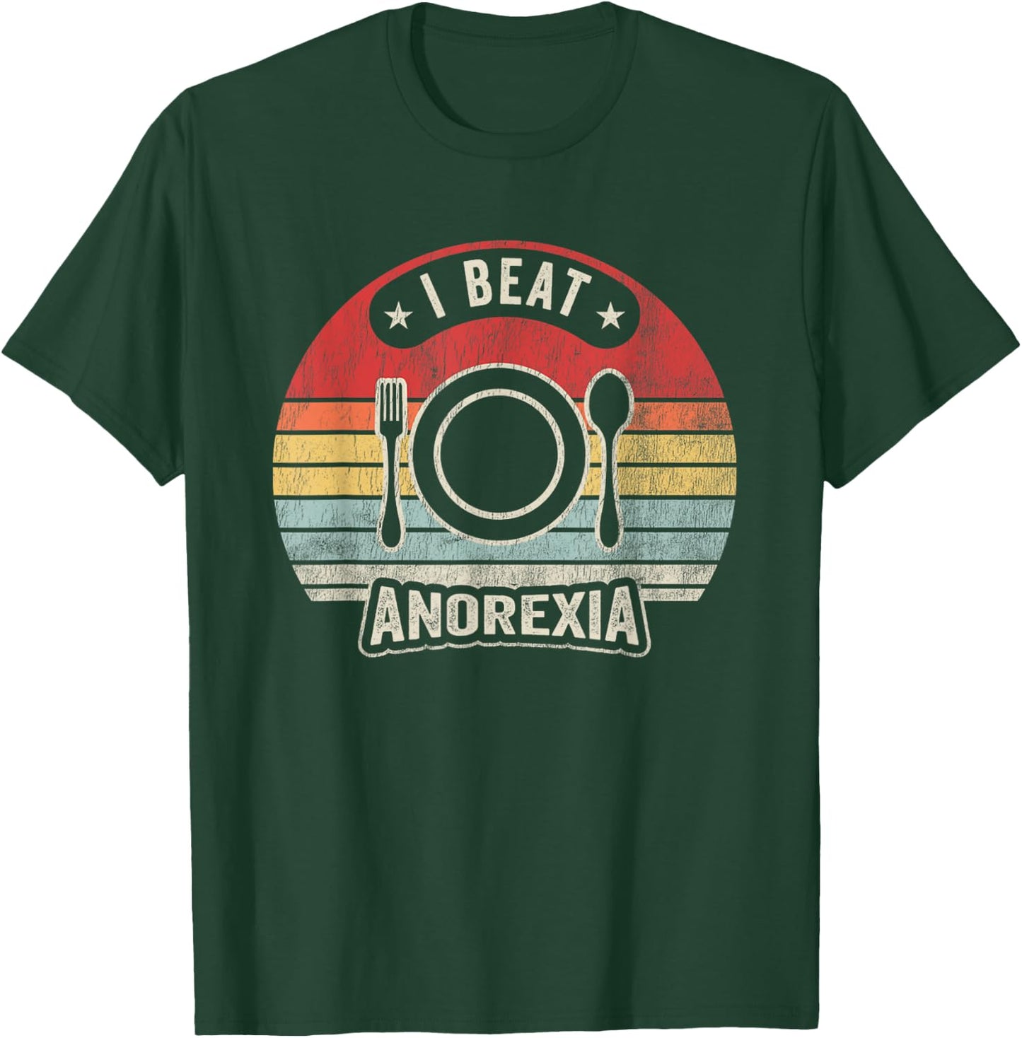 I Beat Anorexia Retro Humor Statement T-Shirt - T-Shirt | Forest