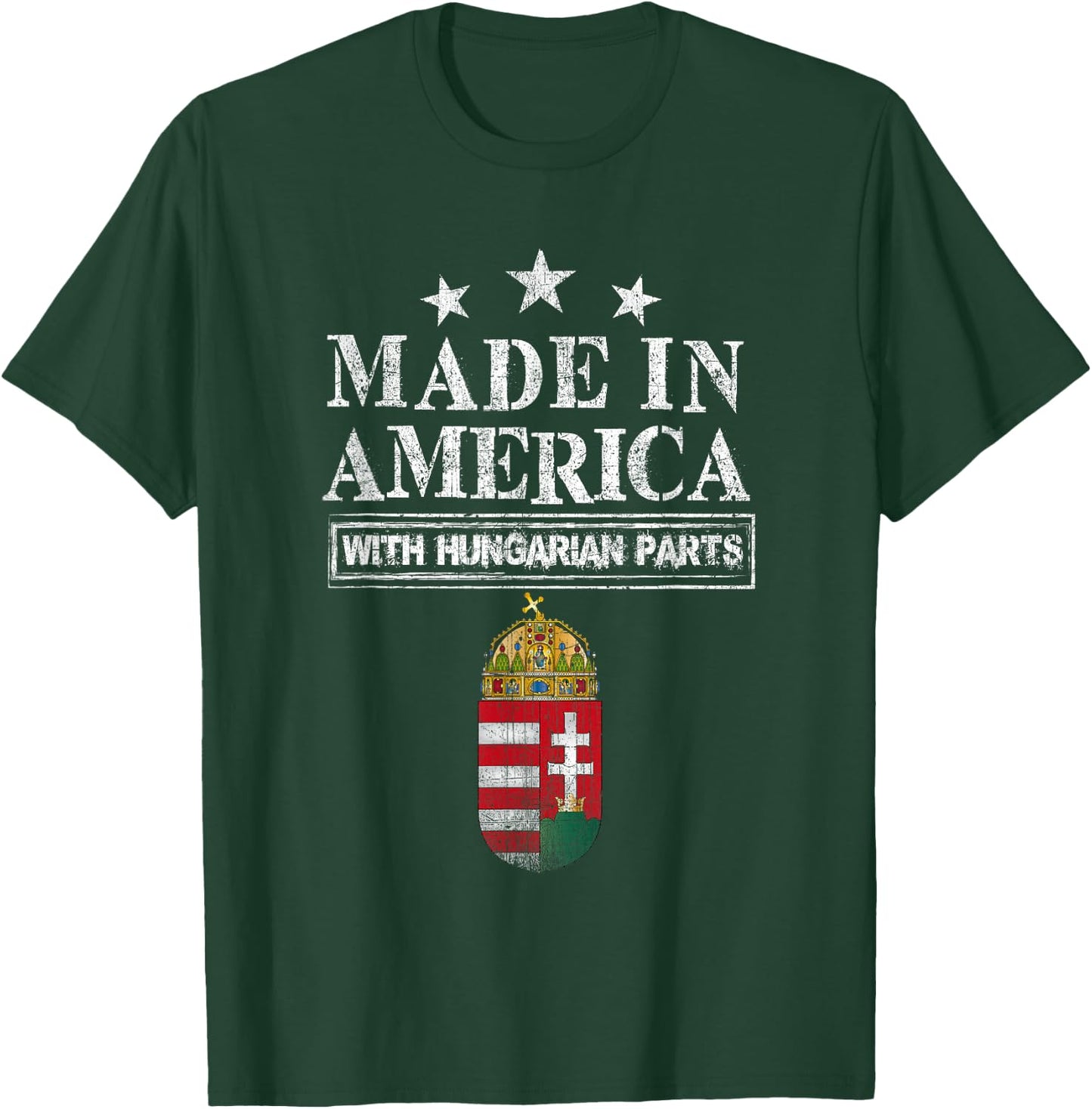 Made in America with Hungarian Parts Pride Hungary Immig T-Shirt - T-Shirt | Forest