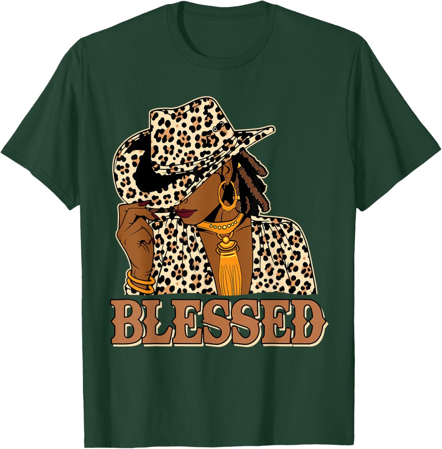 Blessed Black Cowgirl Western Swag African Christian Woman T-Shirt - T-Shirt | Forest
