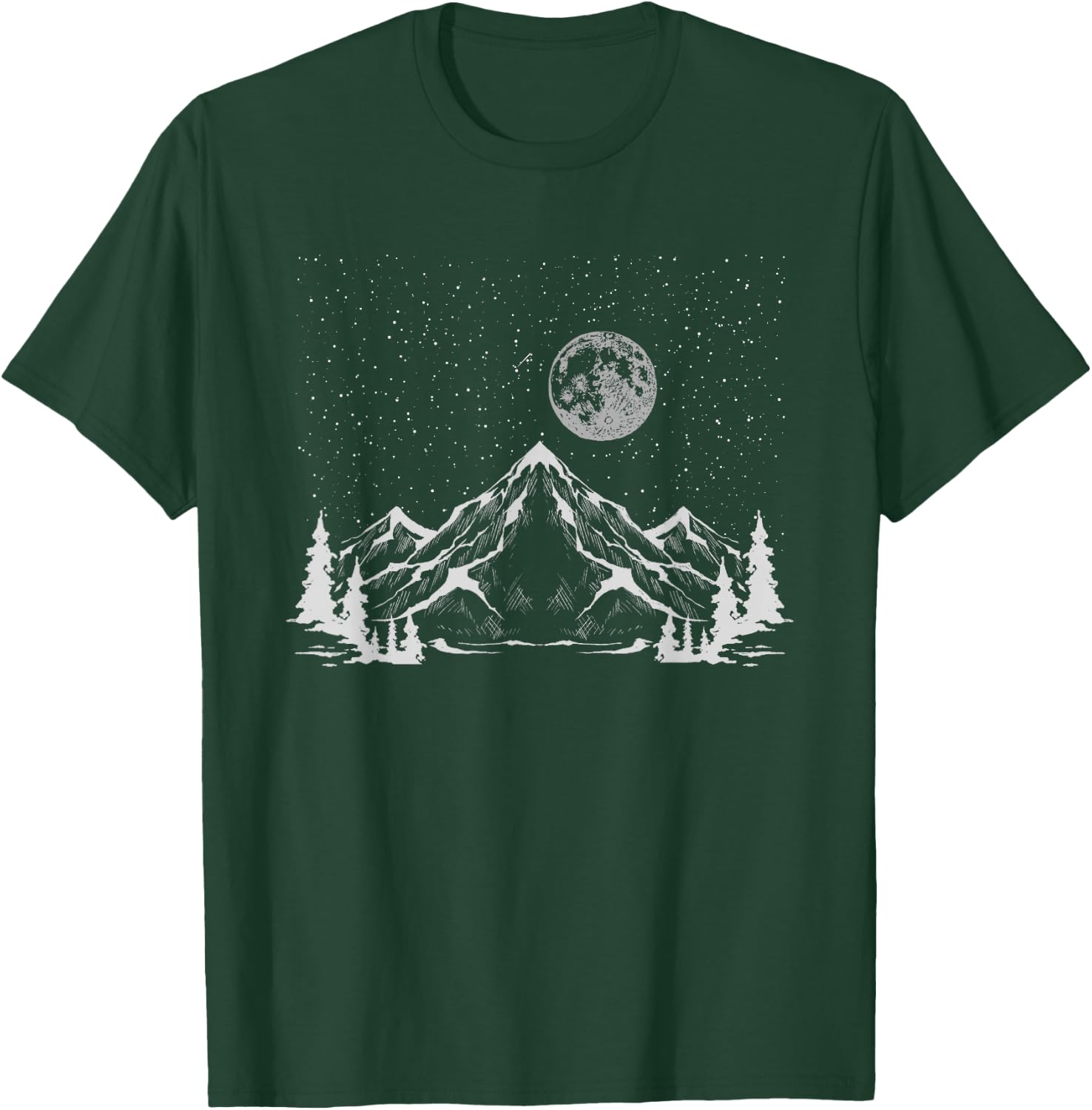 Night Outdoor Nature Trees Mountains Forest Moon Hiking T-Shirt - T-Shirt | Forest