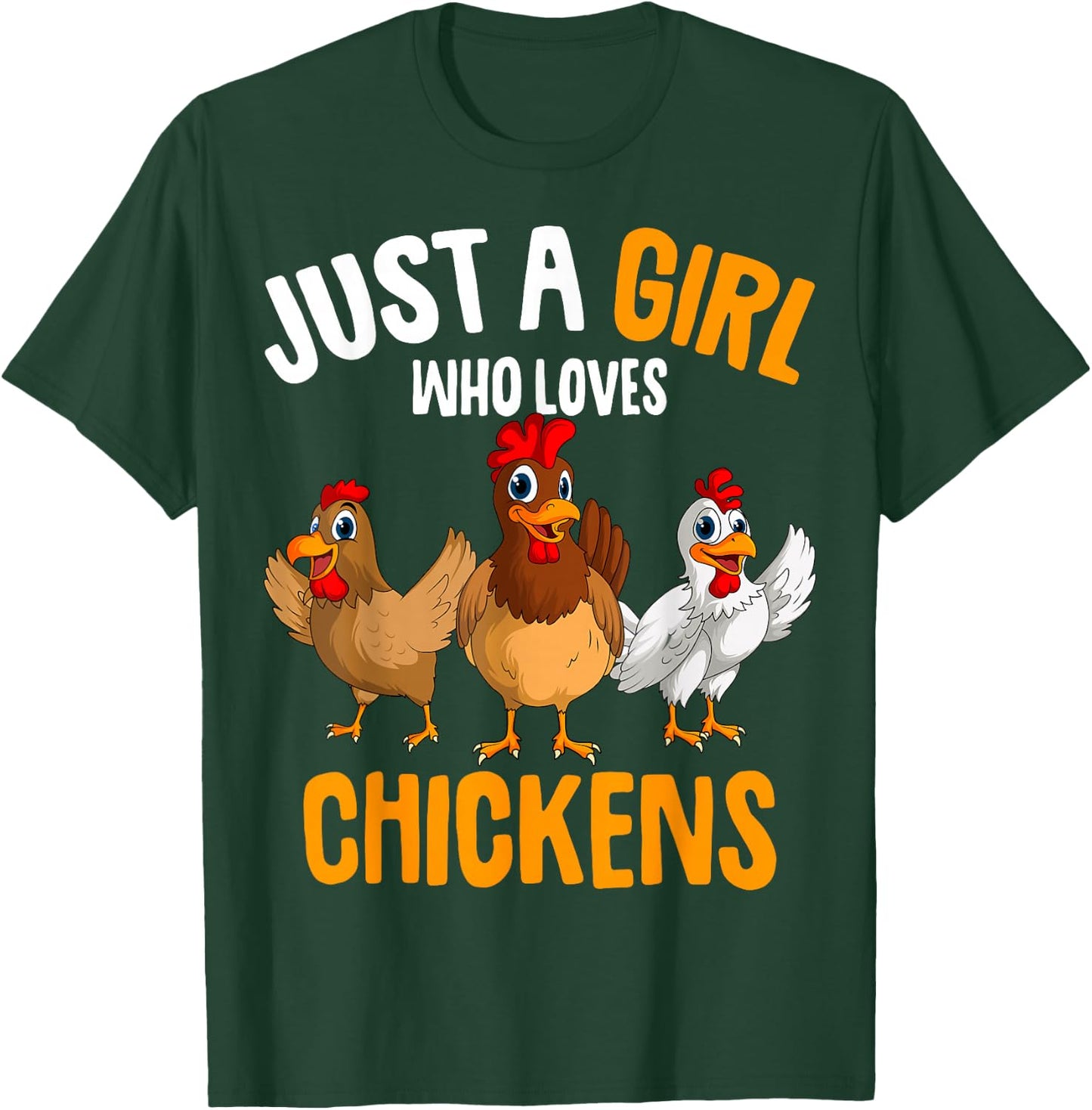 Just a Girl who loves Chickens Kids Girls Chicken T-Shirt - T-Shirt | Forest