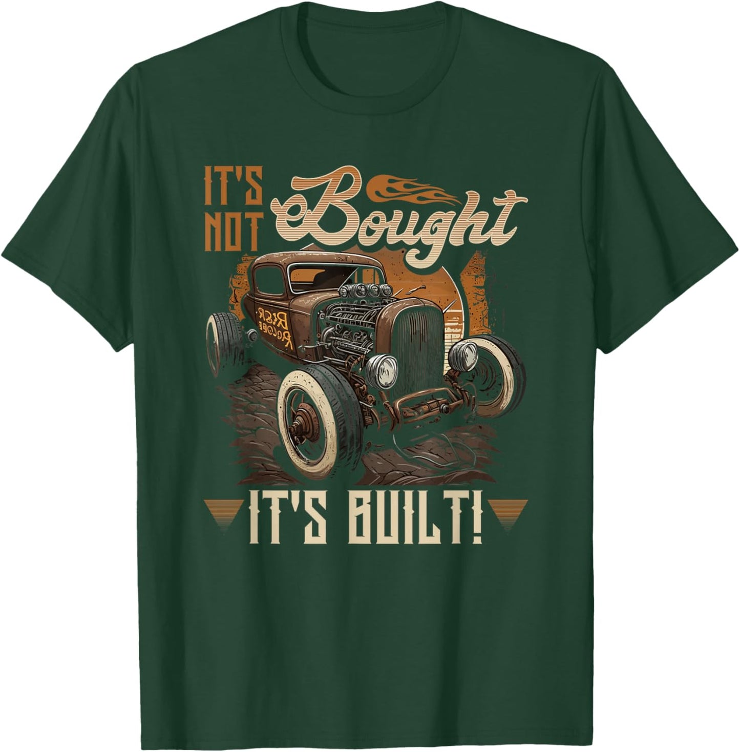 Rat Rod & Hot Rodder Gift Rust Bucket Car Fans Men's Vintage Rat Rod , Its Not Bought Its Built, Black, Small, Short Sleeve, Classic Fit T-Shirt - T-Shirt | Forest