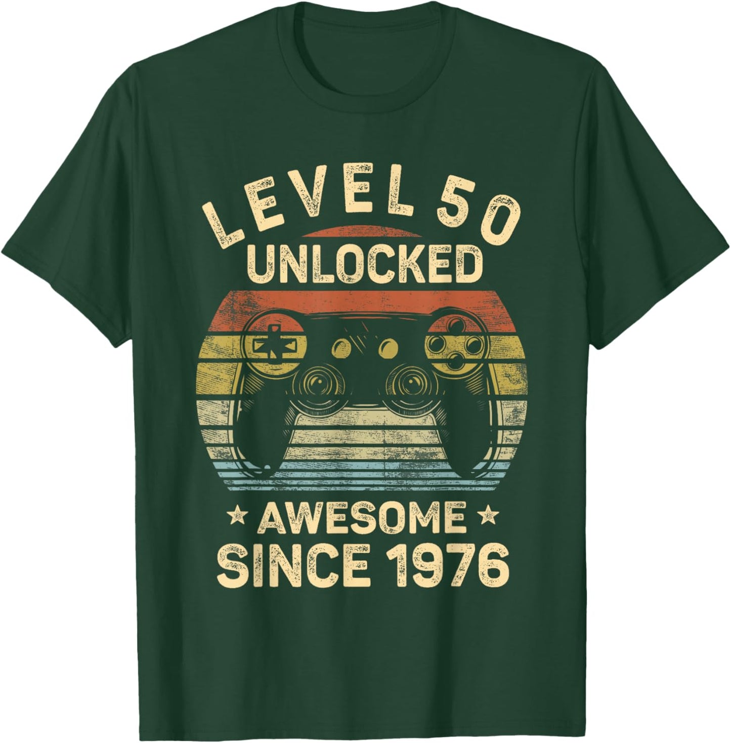 Level 50 Unlocked Awesome Since 1976 50th Birthday Gaming T-Shirt - T-Shirt | Forest