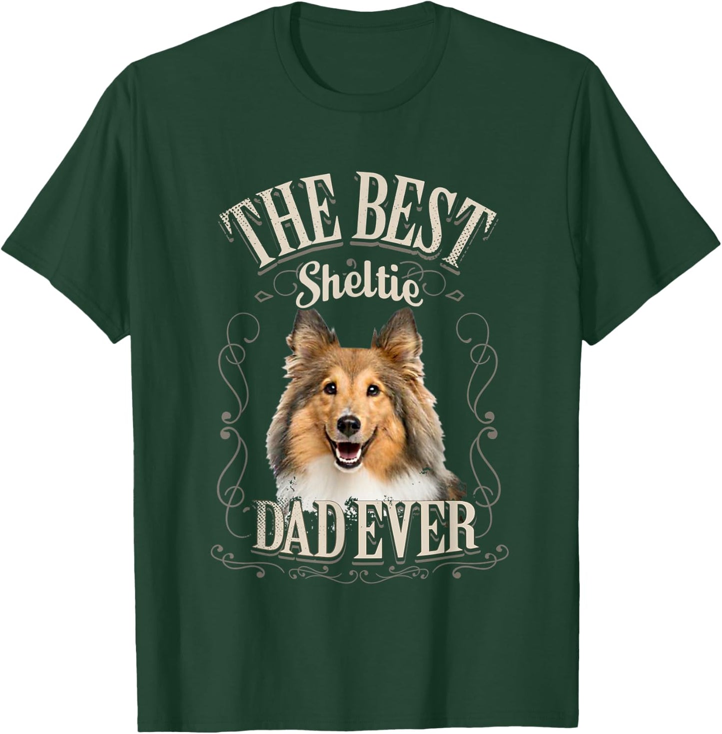 Best Sheltie Dad Ever Shetland Sheepdog Dog Gifts Vintage T-Shirt - T-Shirt | Forest